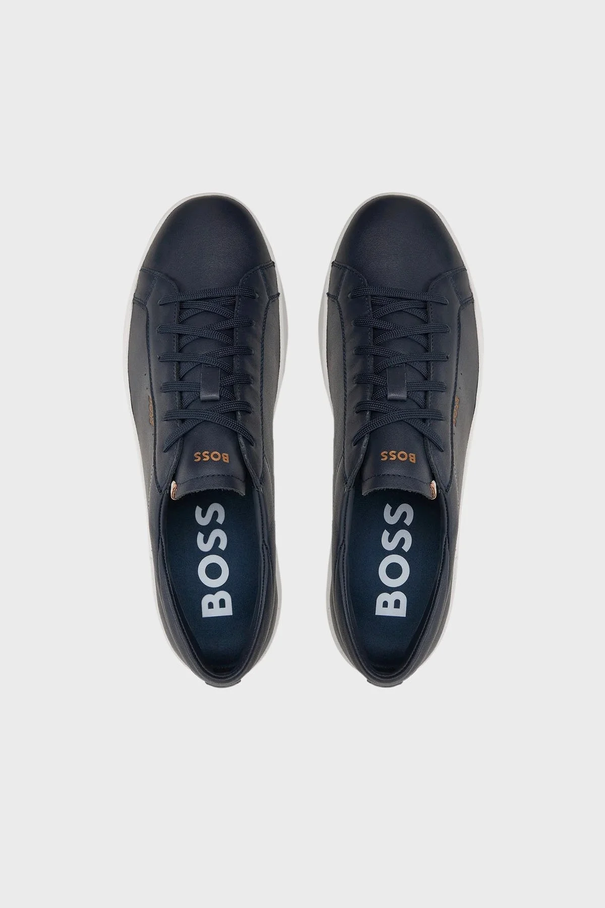 Boss Logolu Hakiki Deri Sneaker Erkek Ayakkabı 50522865 401 LACİVERT - 4