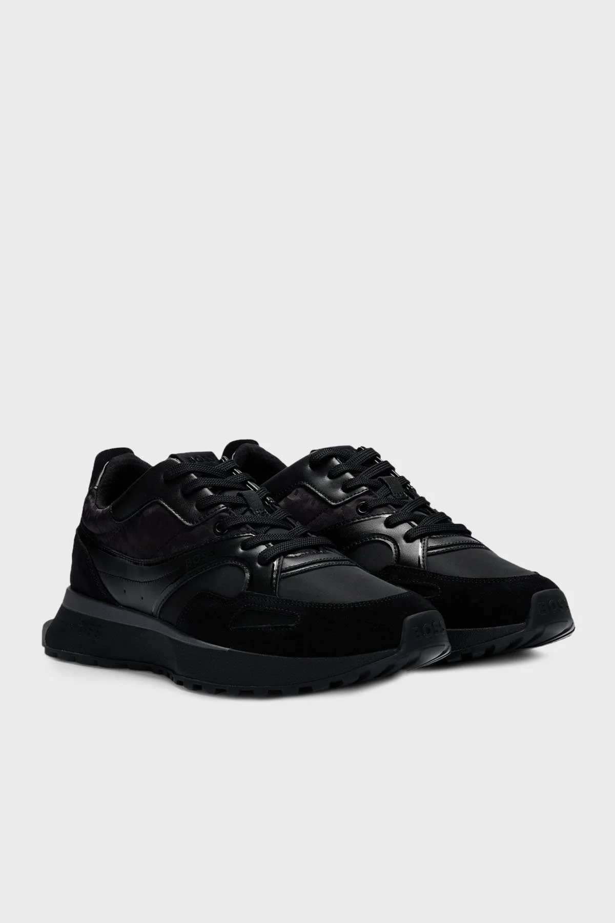 Boss Logolu Hakiki Deri Süet Detaylı Sneaker Erkek Ayakkabı 50536496 005 SİYAH - 3