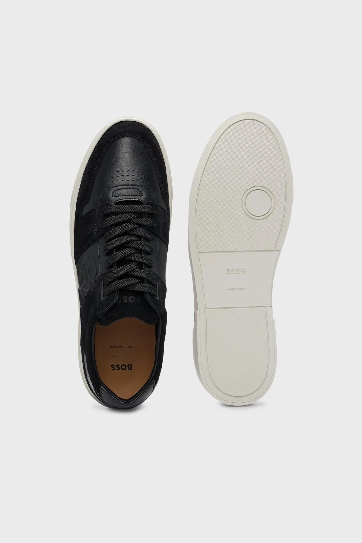 Boss Logolu Hakiki Deri Süet Sneaker Erkek Ayakkabı 50517057 001 SİYAH - 9