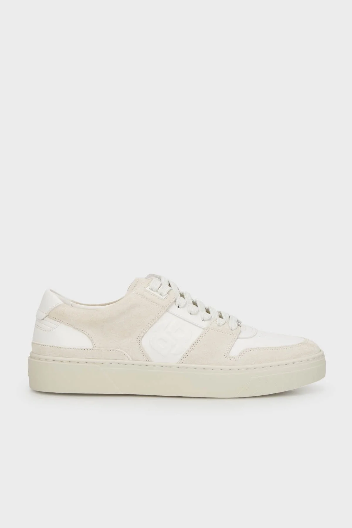 Boss Logolu Hakiki Deri Süet Sneaker Erkek Ayakkabı 50517057 110 BEYAZ - 1