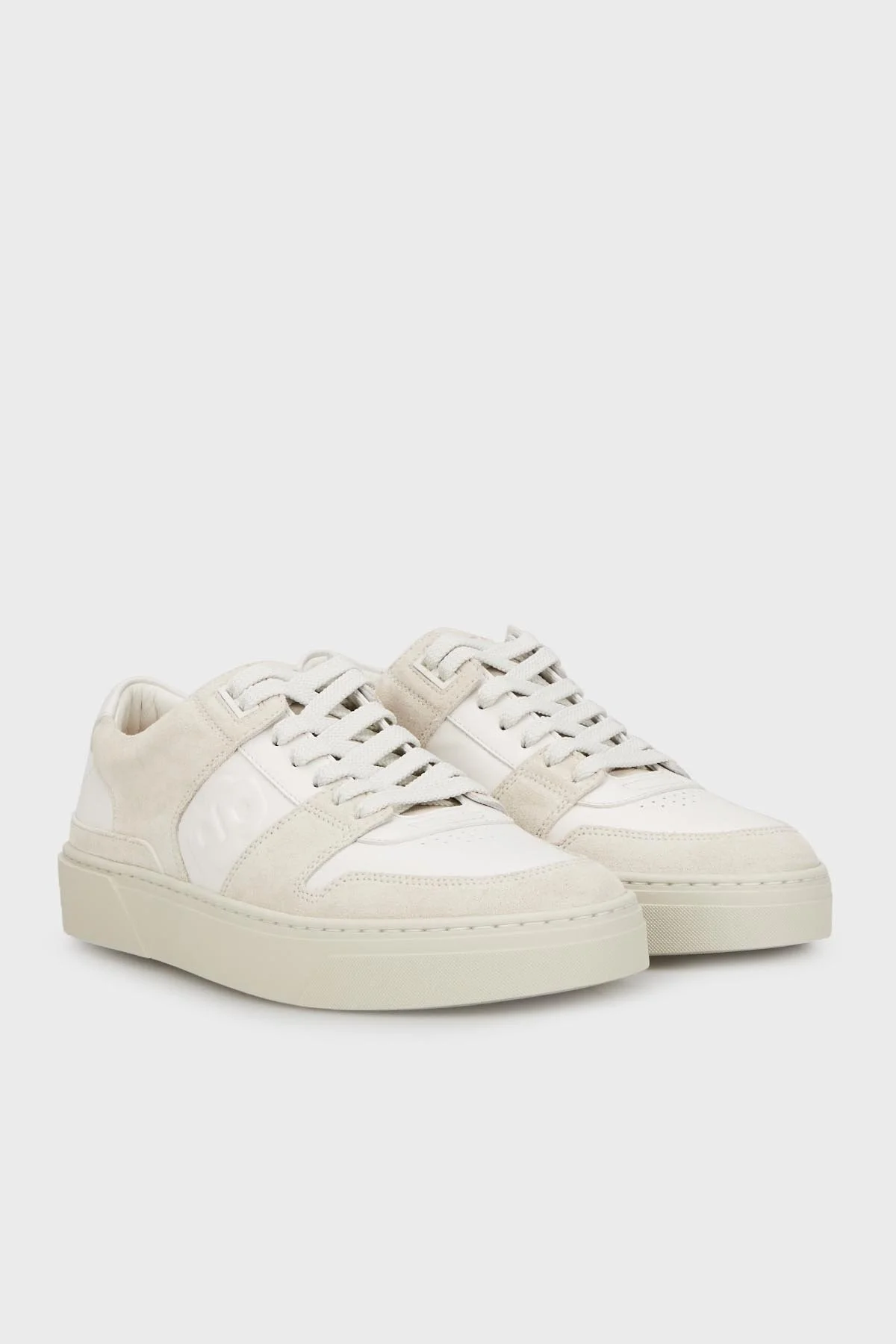 Boss Logolu Hakiki Deri Süet Sneaker Erkek Ayakkabı 50517057 110 BEYAZ - 3