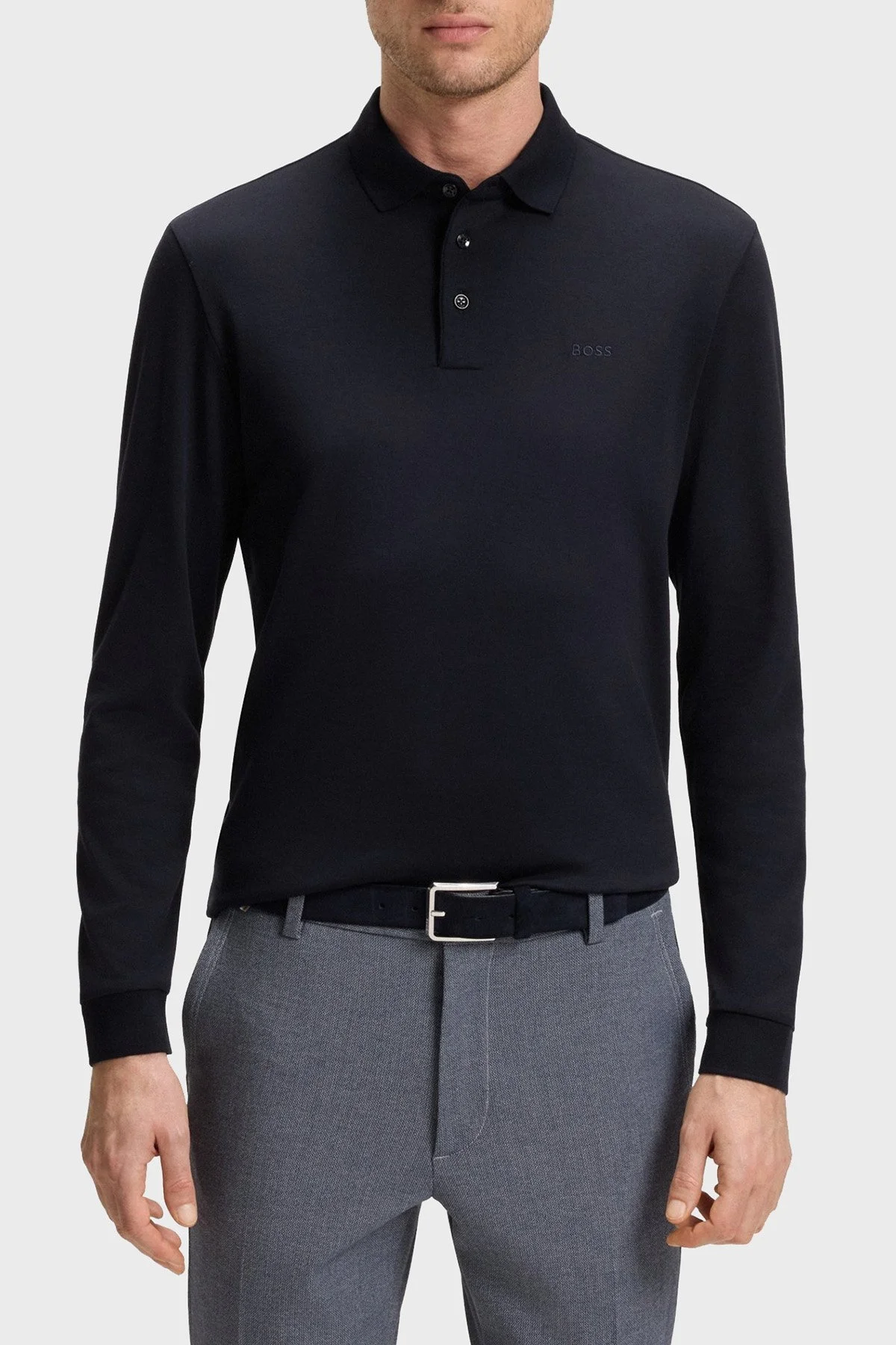 Boss Logolu İnterlok Pamuklu Erkek Polo Yaka Sweat 50468392 404 LACİVERT - 1