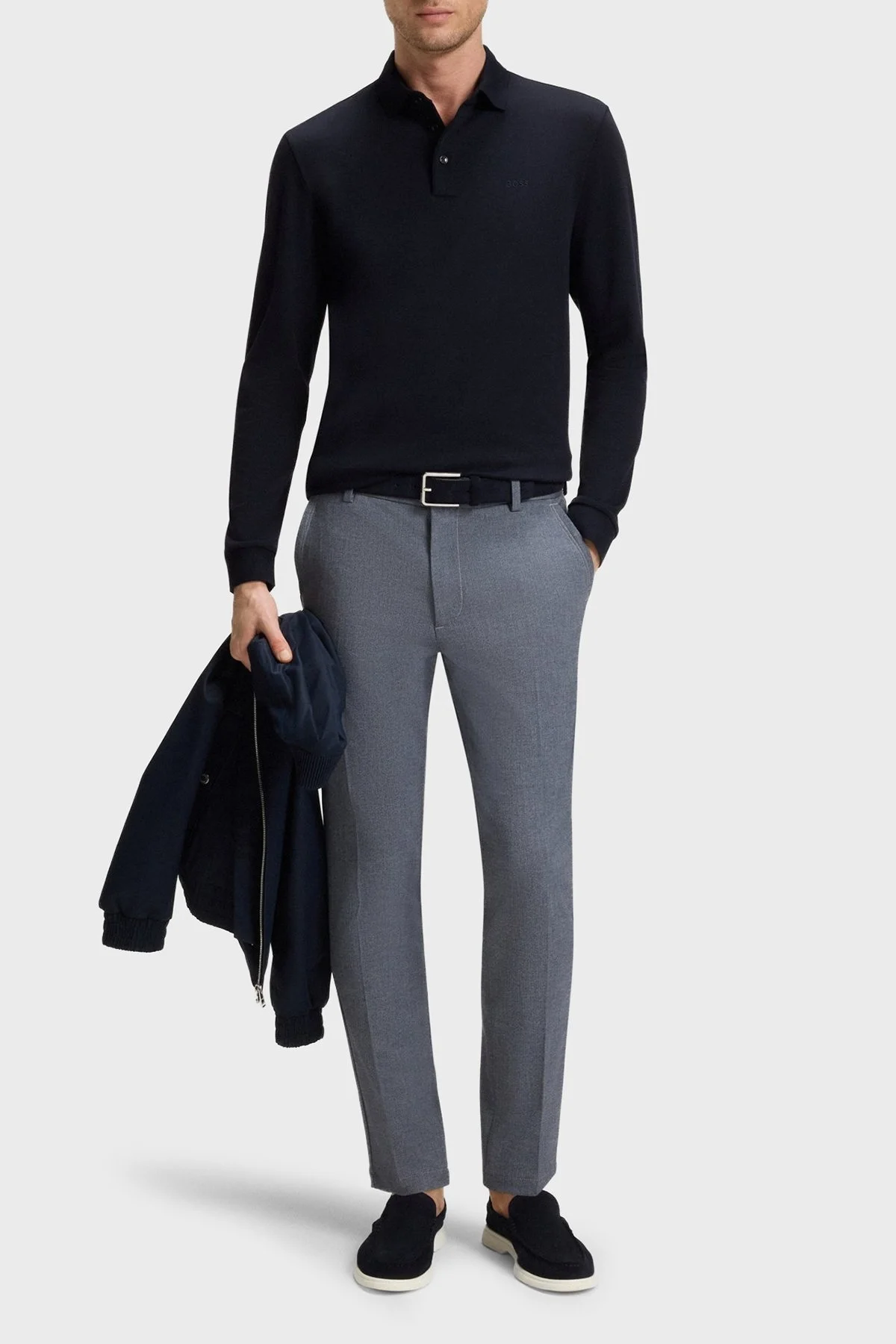 Boss Logolu İnterlok Pamuklu Erkek Polo Yaka Sweat 50468392 404 LACİVERT - 2