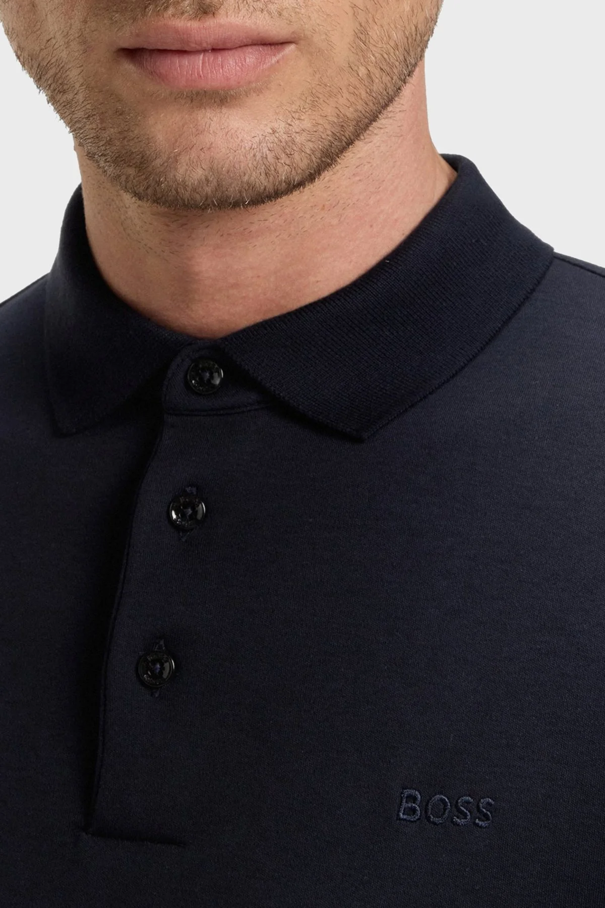 Boss Logolu İnterlok Pamuklu Erkek Polo Yaka Sweat 50468392 404 LACİVERT - 4