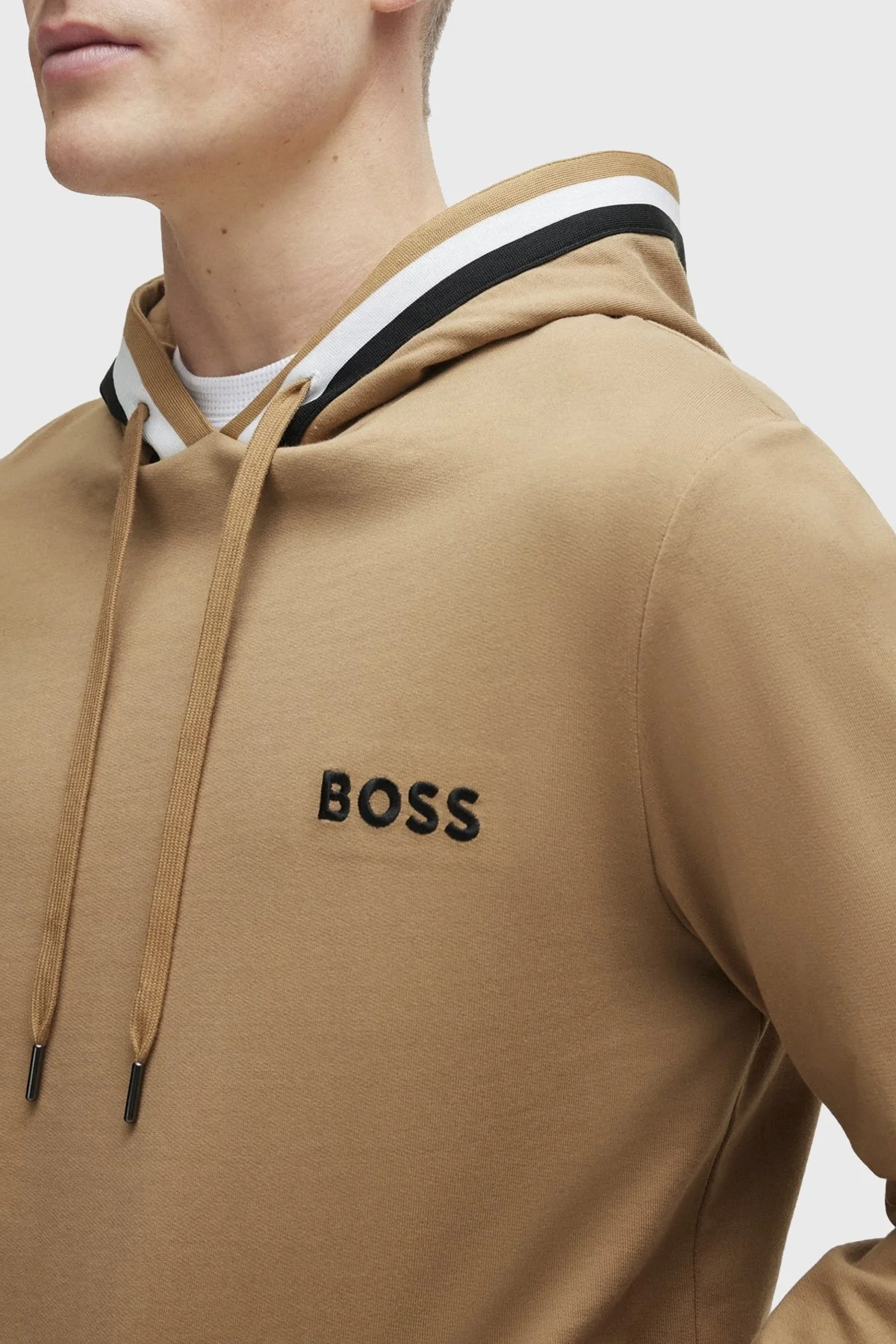 Boss Logolu Kapüşonlu %100 Pamuk Regular Fit Erkek Sweat 50502937 260 KAHVE - 4