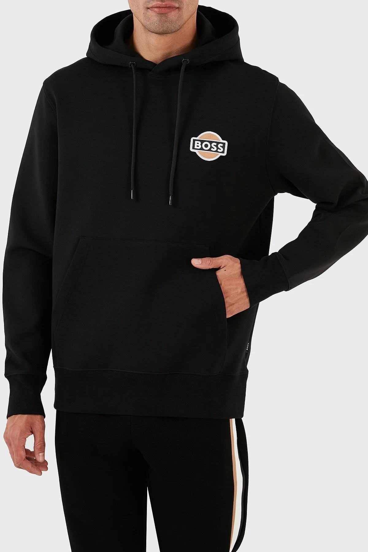 Boss Logolu Kapüşonlu Kanguru Cepli Pamuklu Regular Fit Erkek Sweat 50494962 001 SİYAH - 2