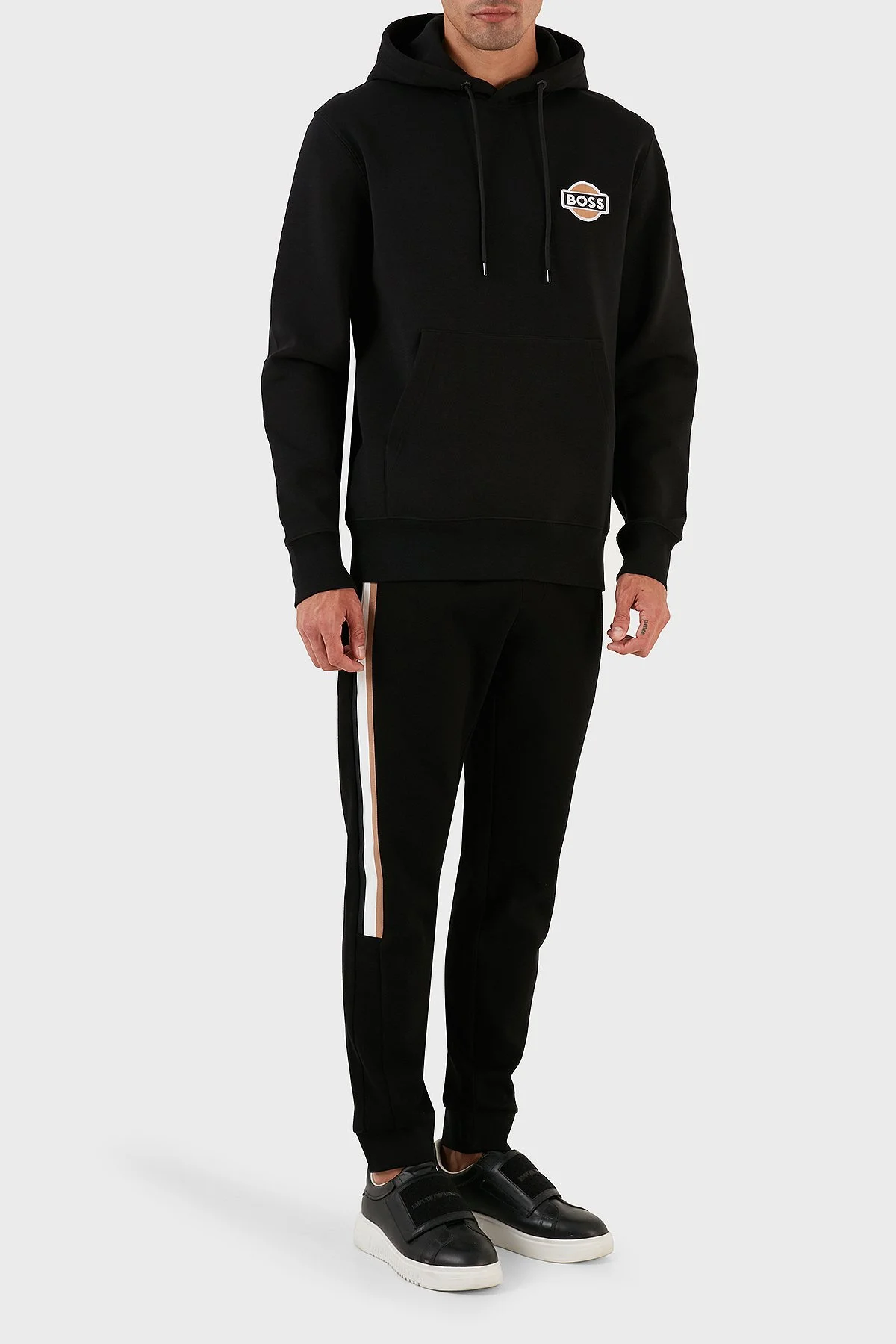 Boss Logolu Kapüşonlu Kanguru Cepli Pamuklu Regular Fit Erkek Sweat 50494962 001 SİYAH - 4