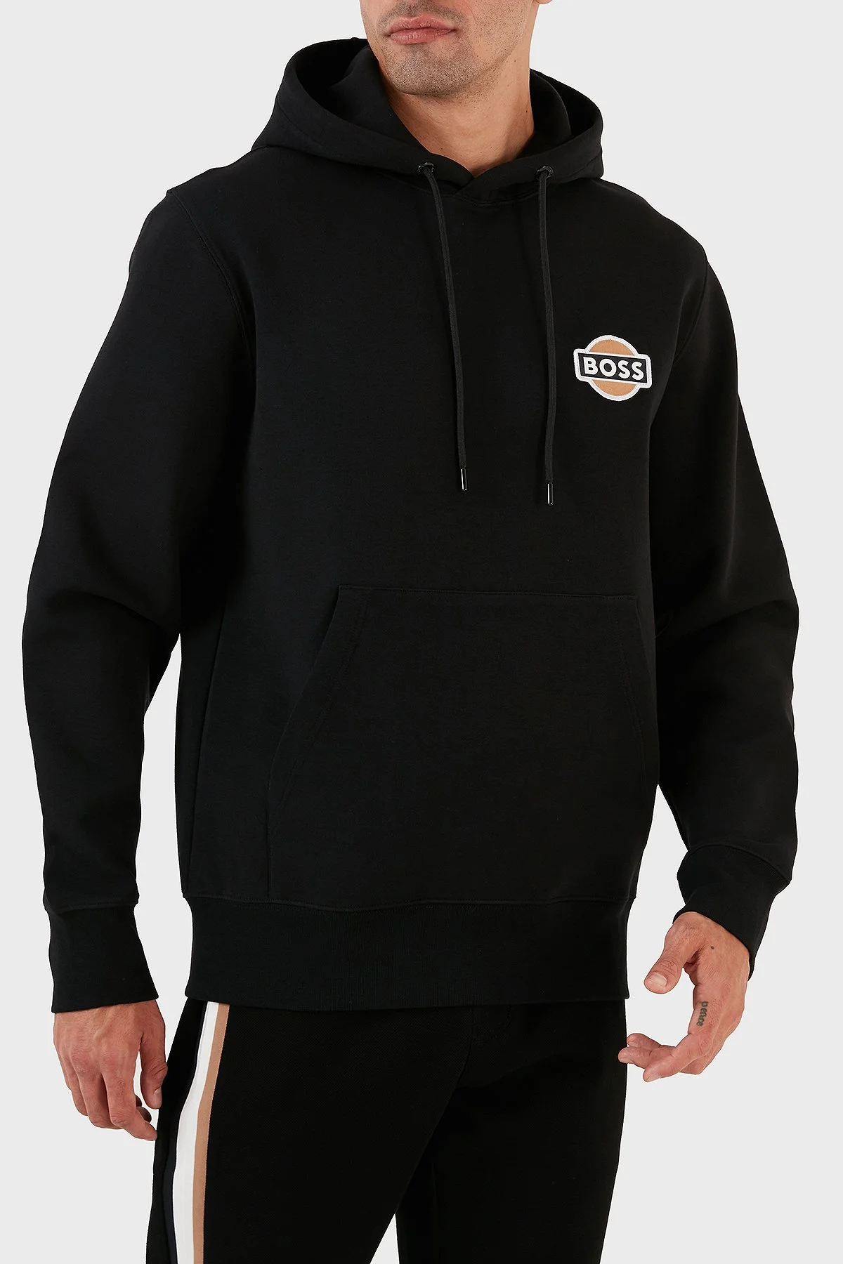 Boss Logolu Kapüşonlu Kanguru Cepli Pamuklu Regular Fit Erkek Sweat 50494962 001 SİYAH - 6