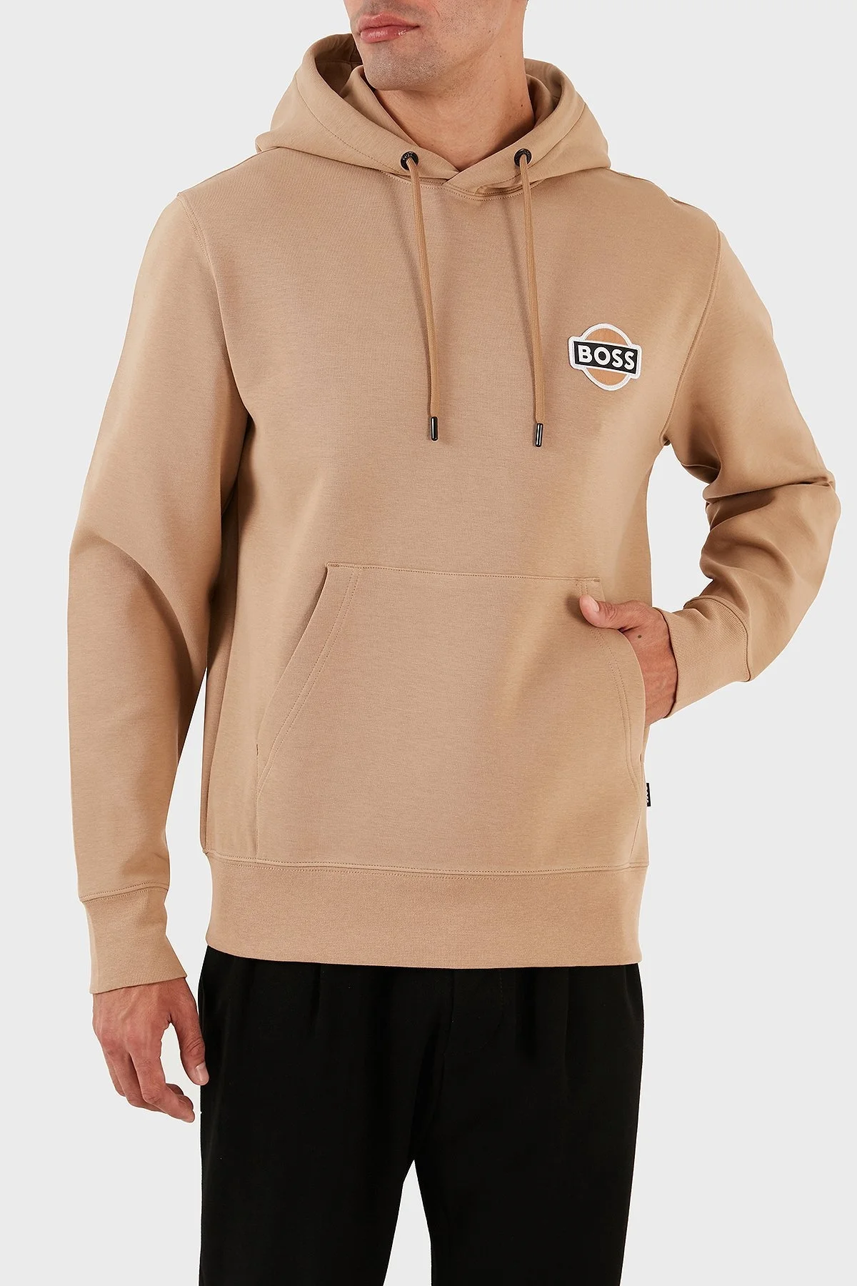 Boss Logolu Kapüşonlu Kanguru Cepli Pamuklu Regular Fit Erkek Sweat 50494962 260 BEJ - 10