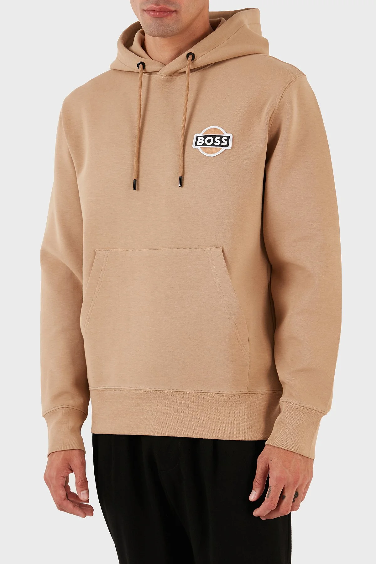 Boss Logolu Kapüşonlu Kanguru Cepli Pamuklu Regular Fit Erkek Sweat 50494962 260 BEJ - 2
