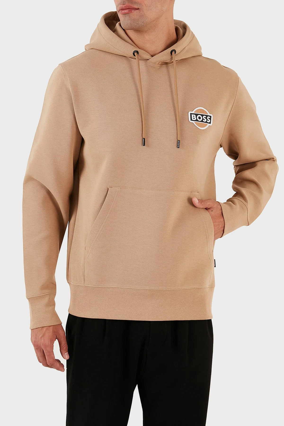 Boss Logolu Kapüşonlu Kanguru Cepli Pamuklu Regular Fit Erkek Sweat 50494962 260 BEJ - 5