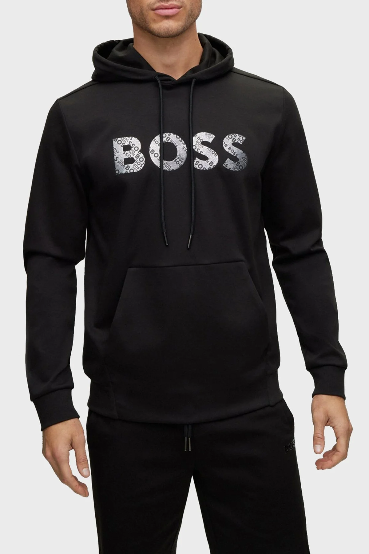 Boss Logolu Kapüşonlu Kanguru Cepli Pamuklu Relaxed Fit Erkek Sweat 50486853 001 SİYAH - 5