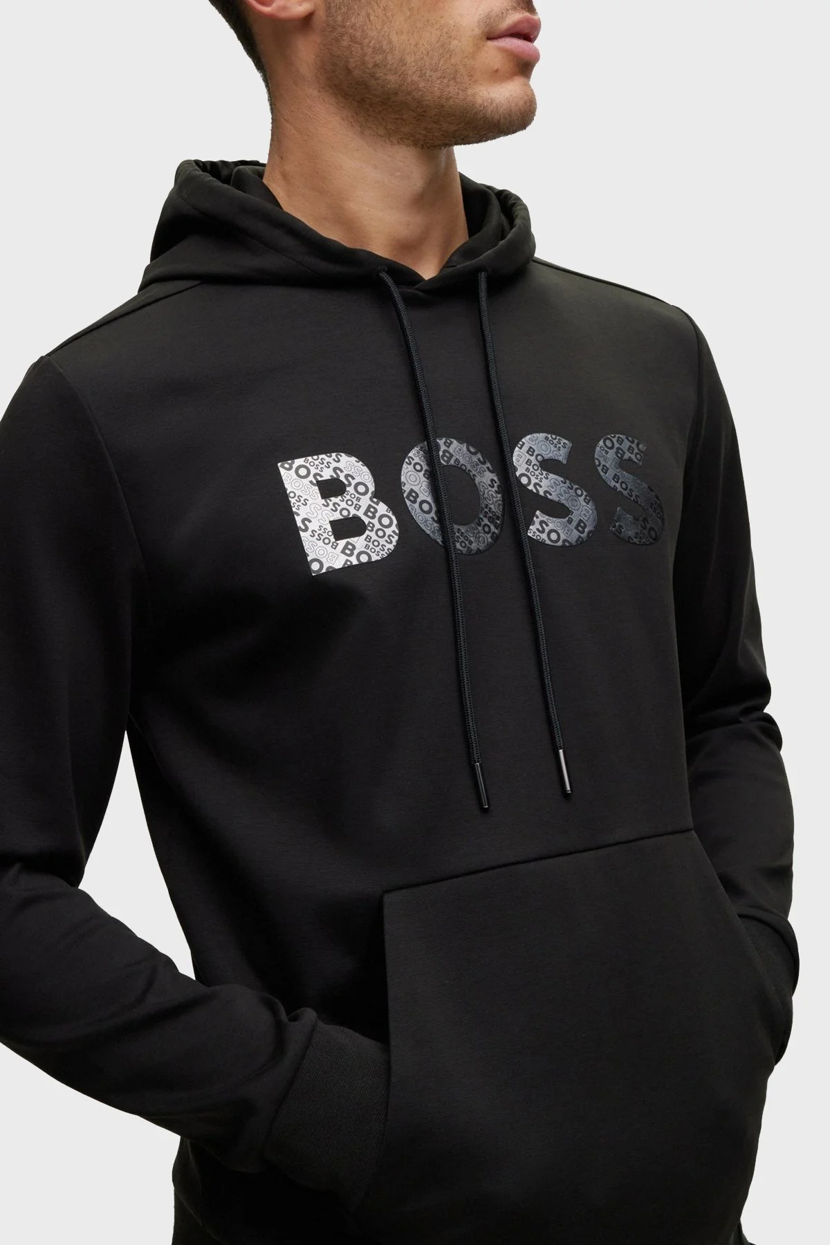 Boss Logolu Kapüşonlu Kanguru Cepli Pamuklu Relaxed Fit Erkek Sweat 50486853 001 SİYAH - 7