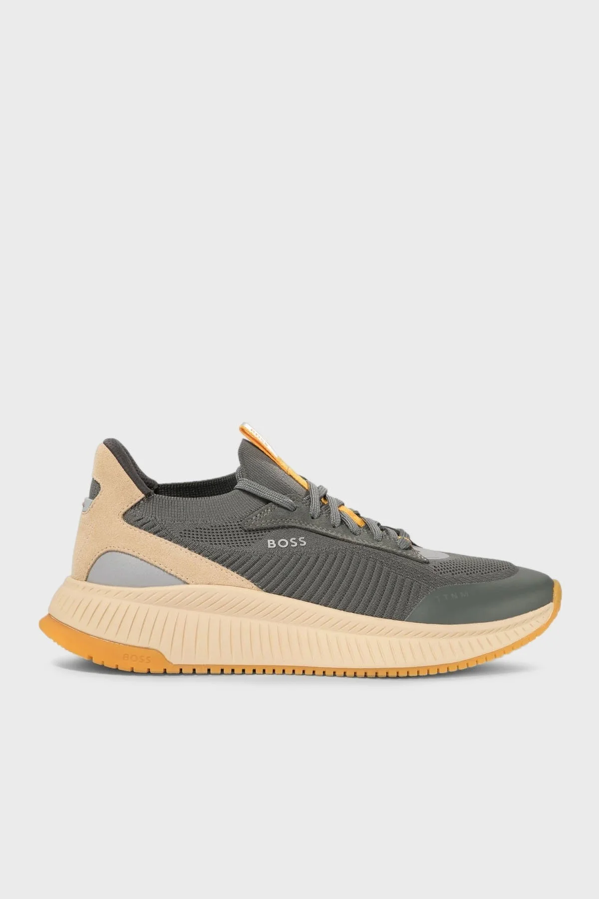 Boss Logolu Örme Detaylı Spor Erkek Ayakkabı 50498904 072 KOYU GRİ - 6