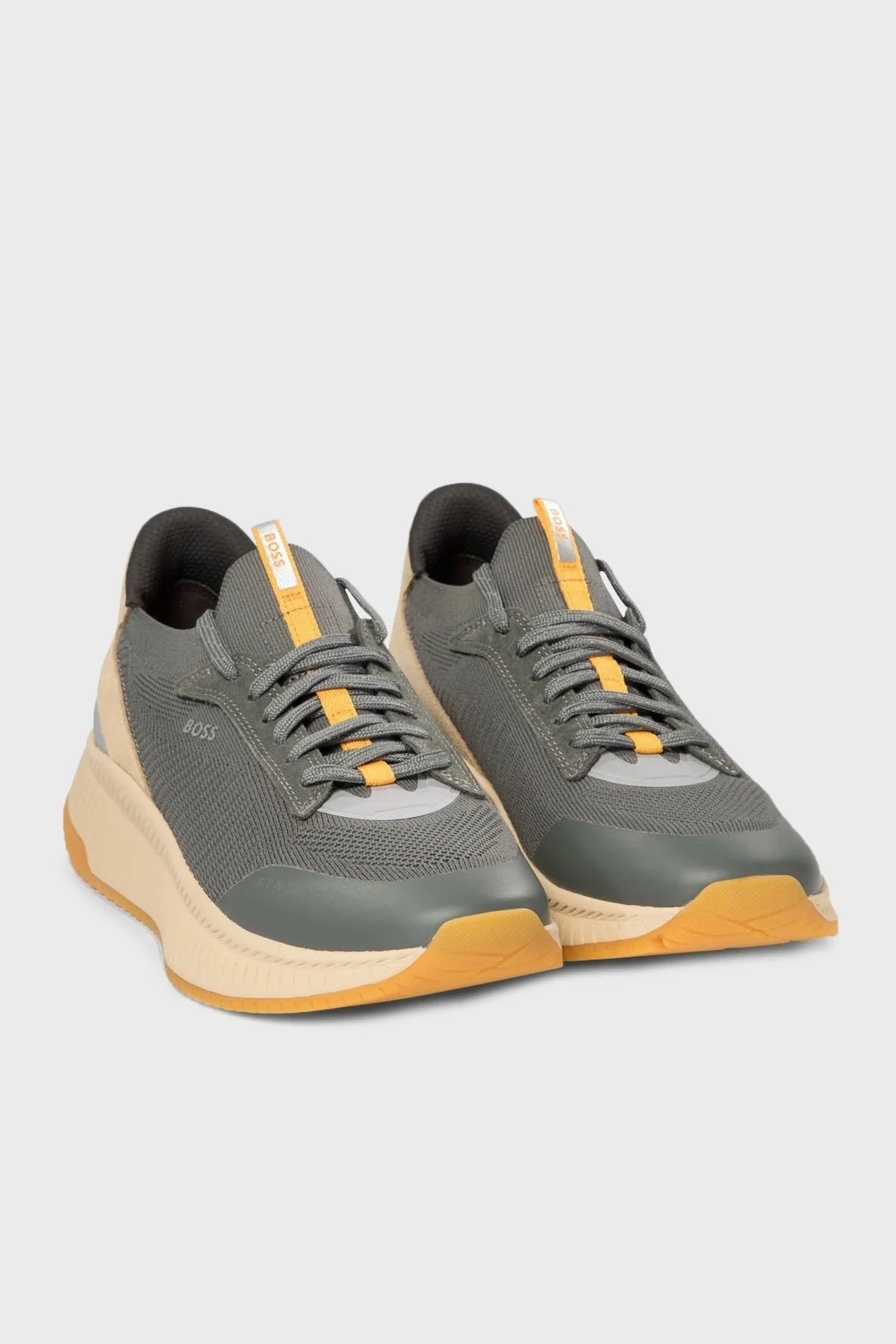 Boss Logolu Örme Detaylı Spor Erkek Ayakkabı 50498904 072 KOYU GRİ - 8