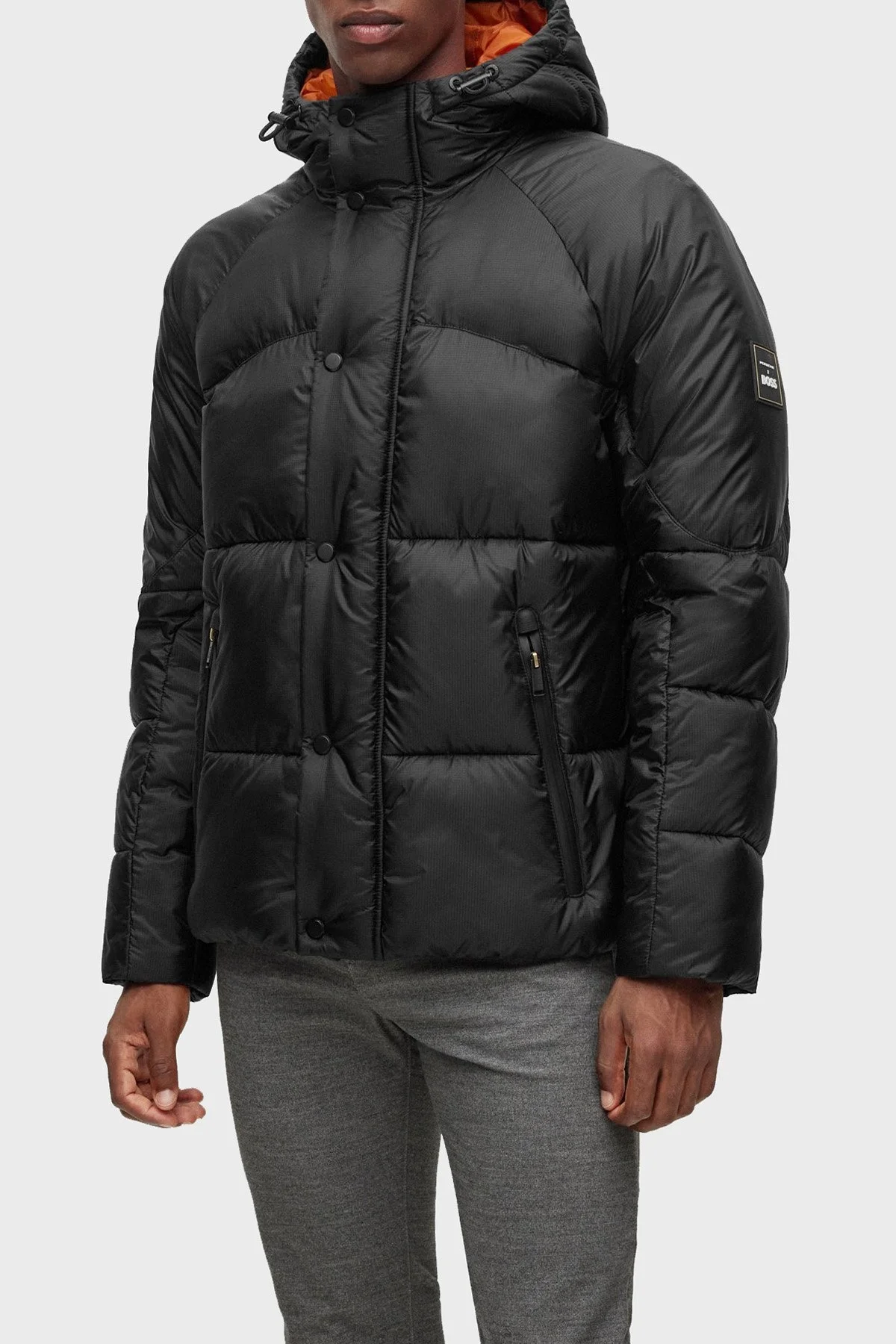 Boss Logolu Oversize Kapüşonlu Fermuarlı Erkek Mont 50476119 001 SİYAH - 1