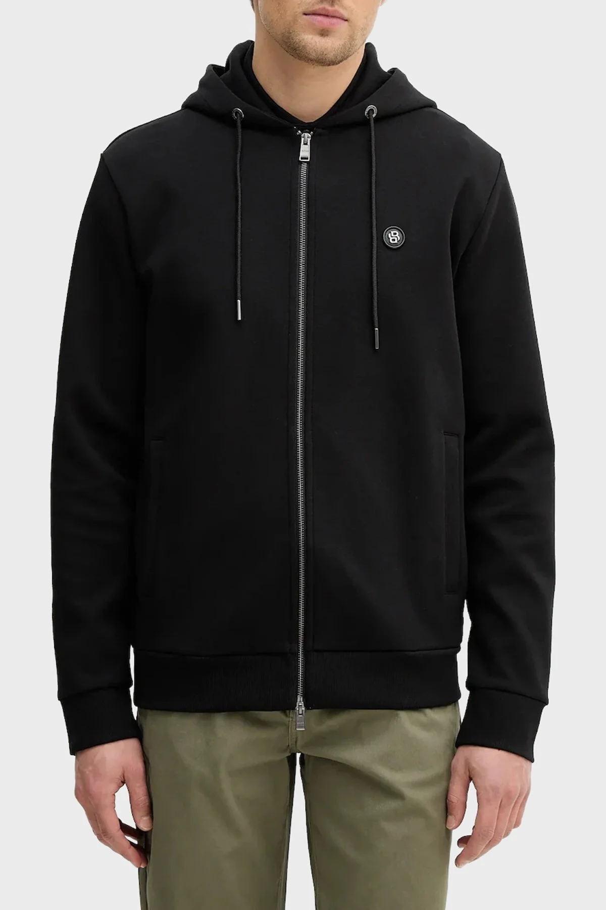 Boss Logolu Pamuk Karışımlı Regular Fit Kapüşonlu Fermuarlı Erkek Sweat 50555851 001 SİYAH - 1