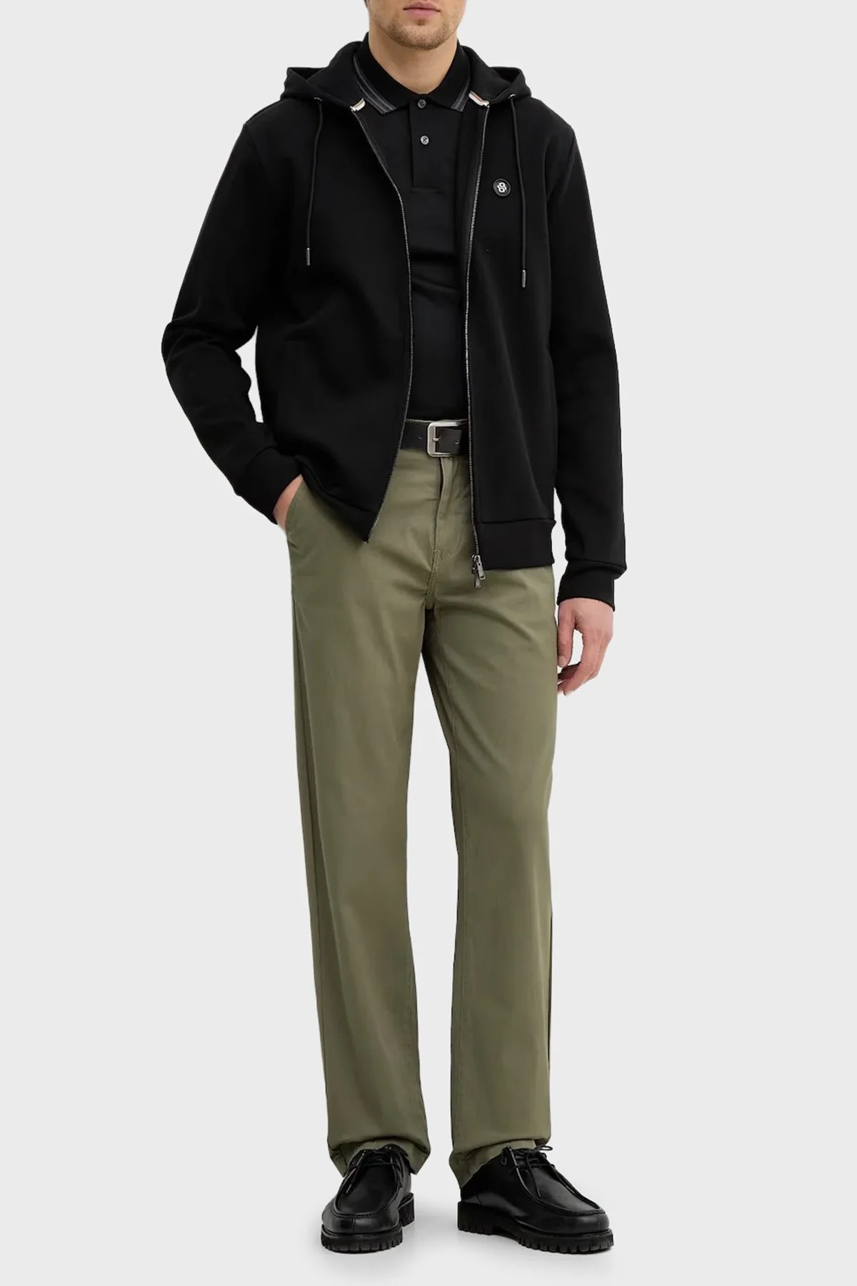 Boss Logolu Pamuk Karışımlı Regular Fit Kapüşonlu Fermuarlı Erkek Sweat 50555851 001 SİYAH - 2