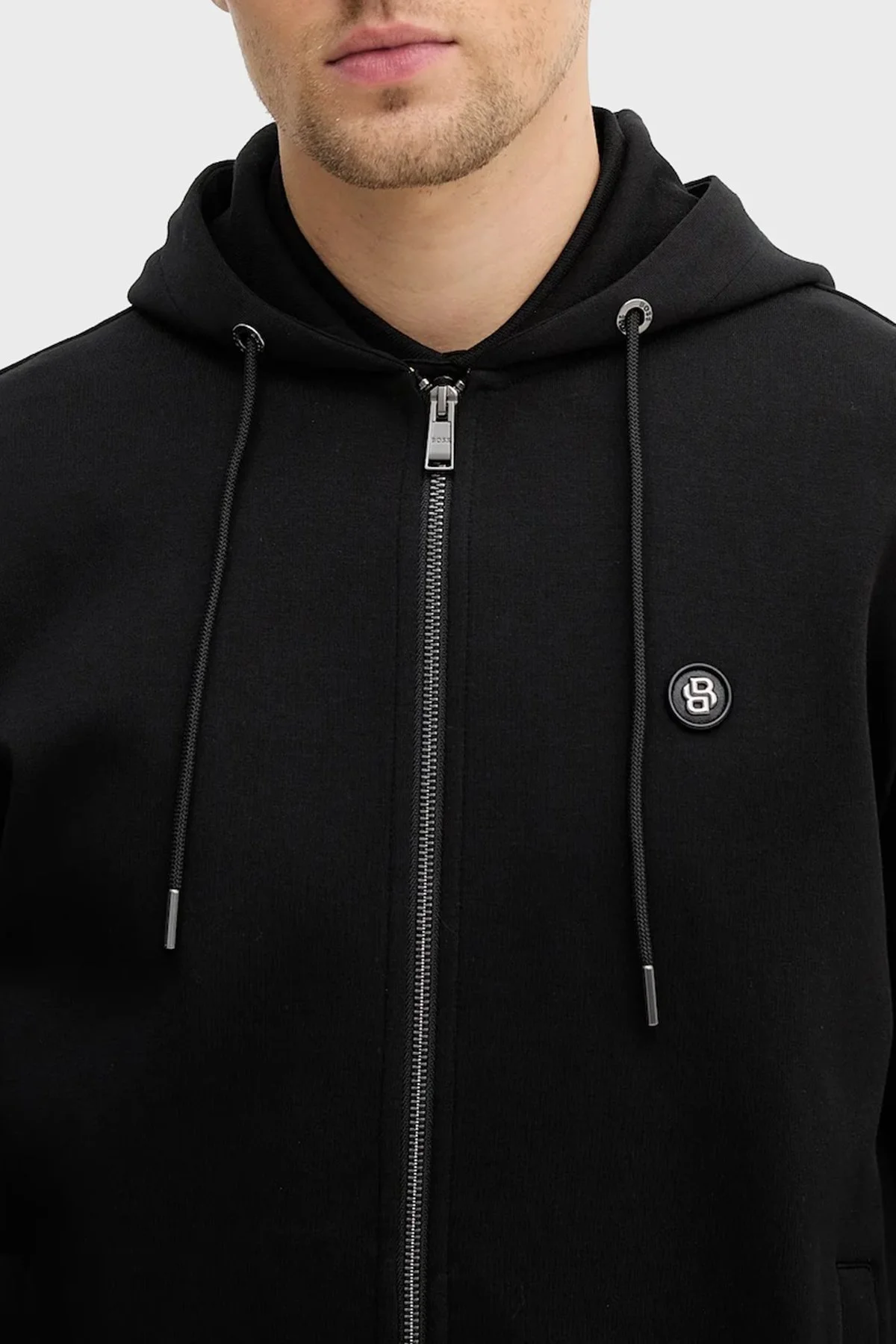 Boss Logolu Pamuk Karışımlı Regular Fit Kapüşonlu Fermuarlı Erkek Sweat 50555851 001 SİYAH - 4