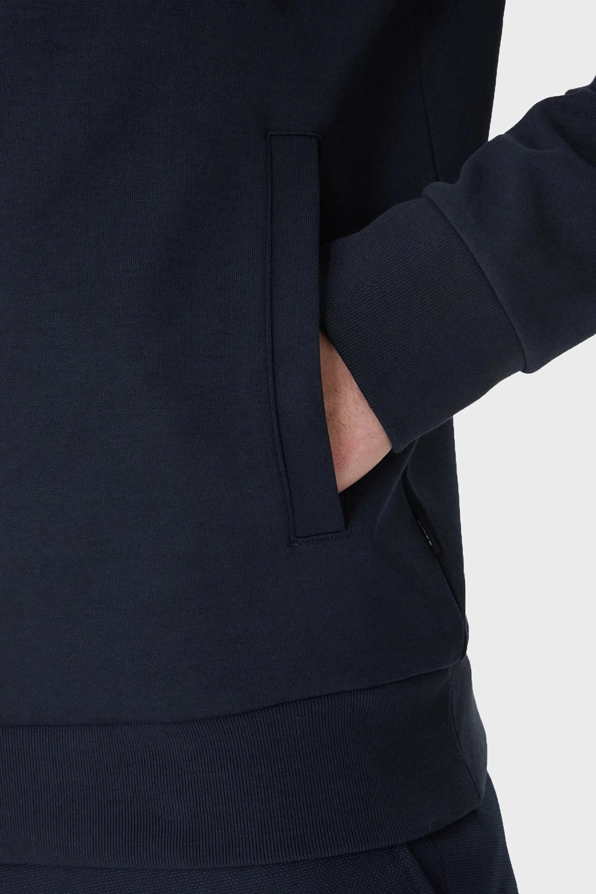 Boss Logolu Pamuk Karışımlı Regular Fit Kapüşonlu Fermuarlı Erkek Sweat 50555851 404 Lacivert - 5