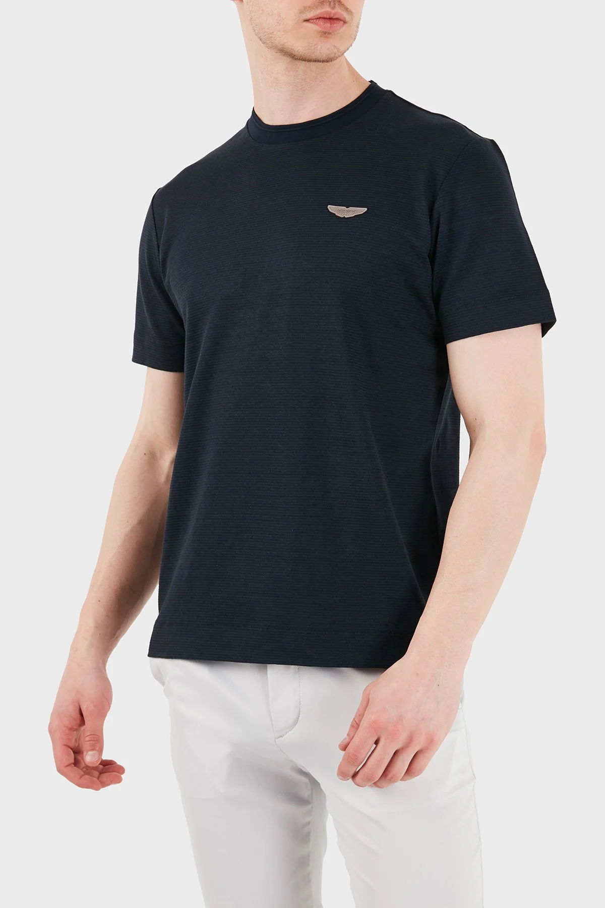 Boss Logolu Pamuk ve Keten Karışımlı Erkek T Shirt 50558830 404 LACİVERT - 3