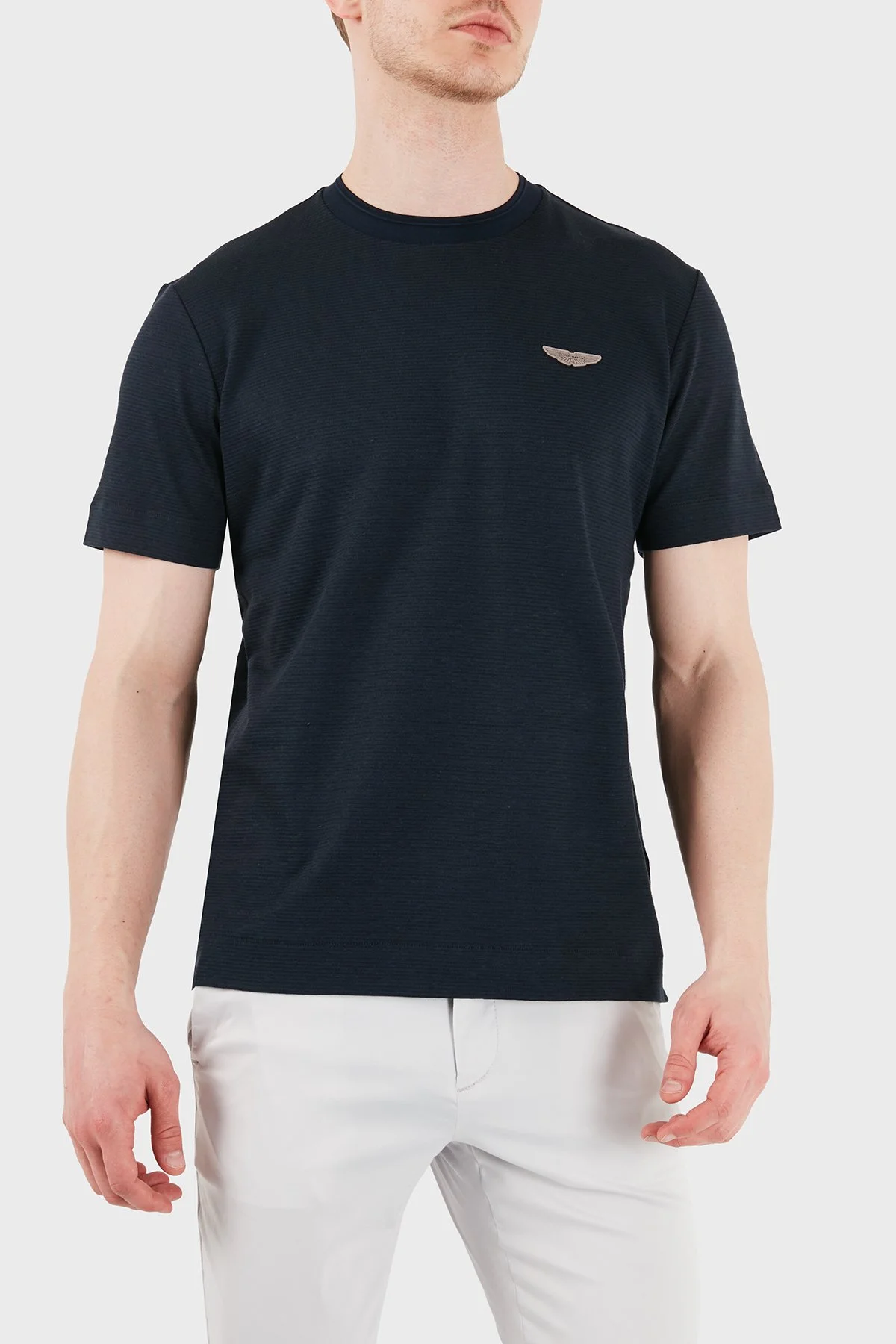 Boss Logolu Pamuk ve Keten Karışımlı Erkek T Shirt 50558830 404 LACİVERT - 4