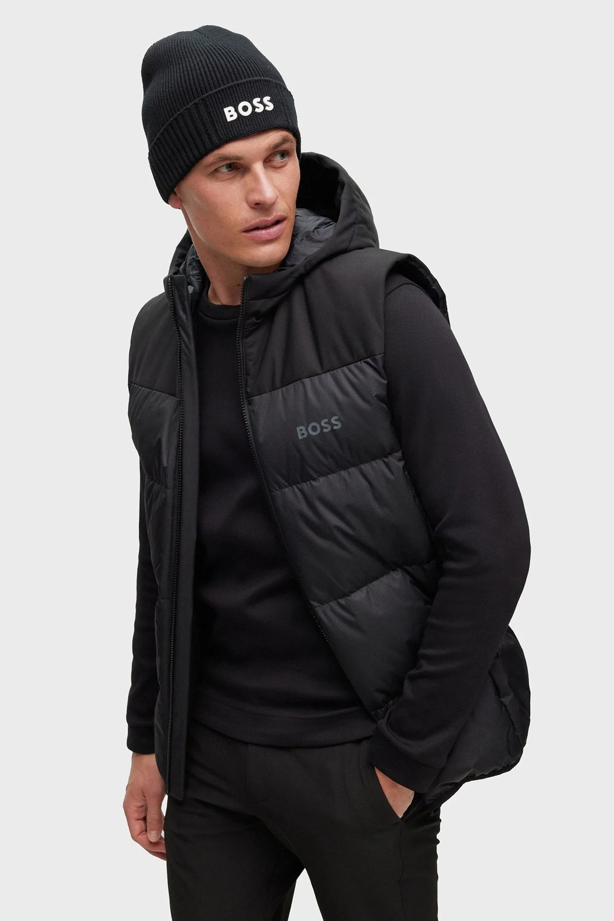 Boss Logolu Pamuk ve Yün Karışımlı Erkek Bere 50499423 001 SİYAH - 2