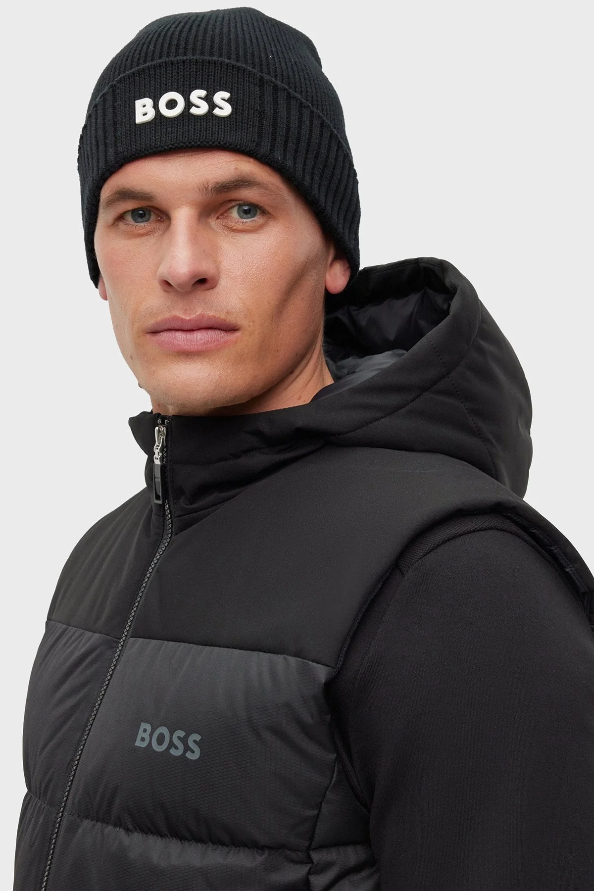 Boss Logolu Pamuk ve Yün Karışımlı Erkek Bere 50499423 001 SİYAH - 3