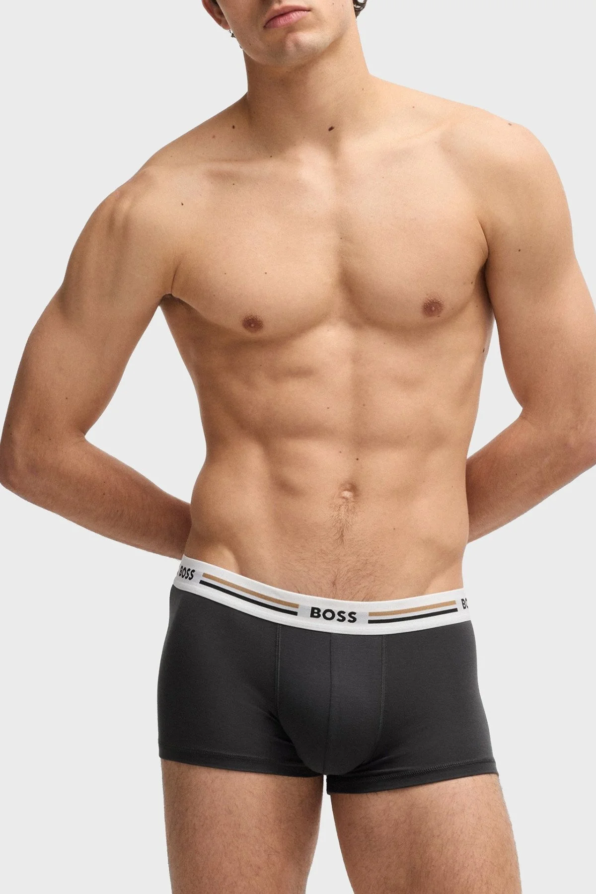 Boss Logolu Pamuklu 3 Pack Erkek Boxer 50492200 961 Siyah-Haki-Antrasit - 3