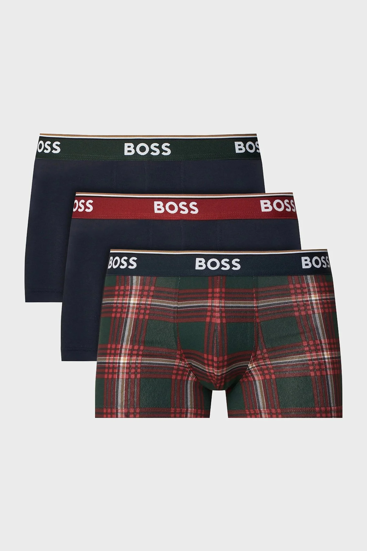Boss Logolu Pamuklu 3 Pack Erkek Boxer 50554443 645 Lacivert-yeşil-lacivert - 1