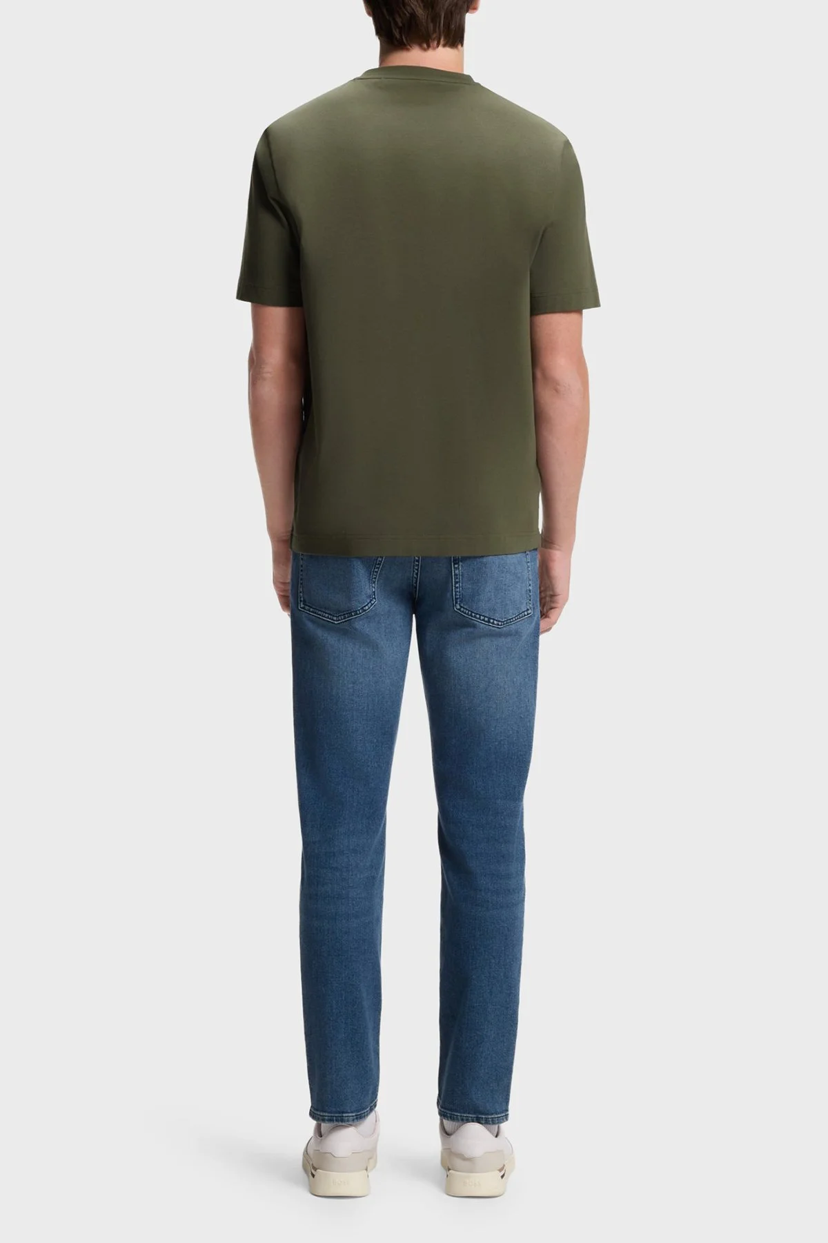 Boss Logolu Pamuklu Bisiklet Yaka Erkek T Shirt 50473278 325 Haki - 3
