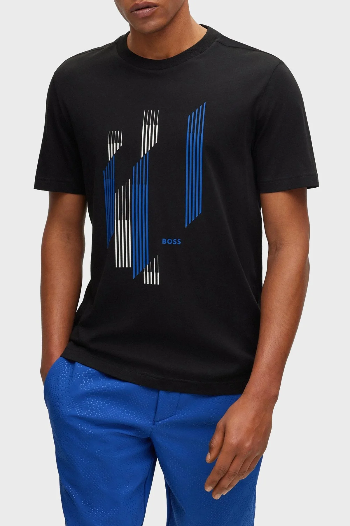 Boss Logolu Pamuklu Bisiklet Yaka Regular Fit Jarse Erkek T Shirt 50499973 001 SİYAH - 1