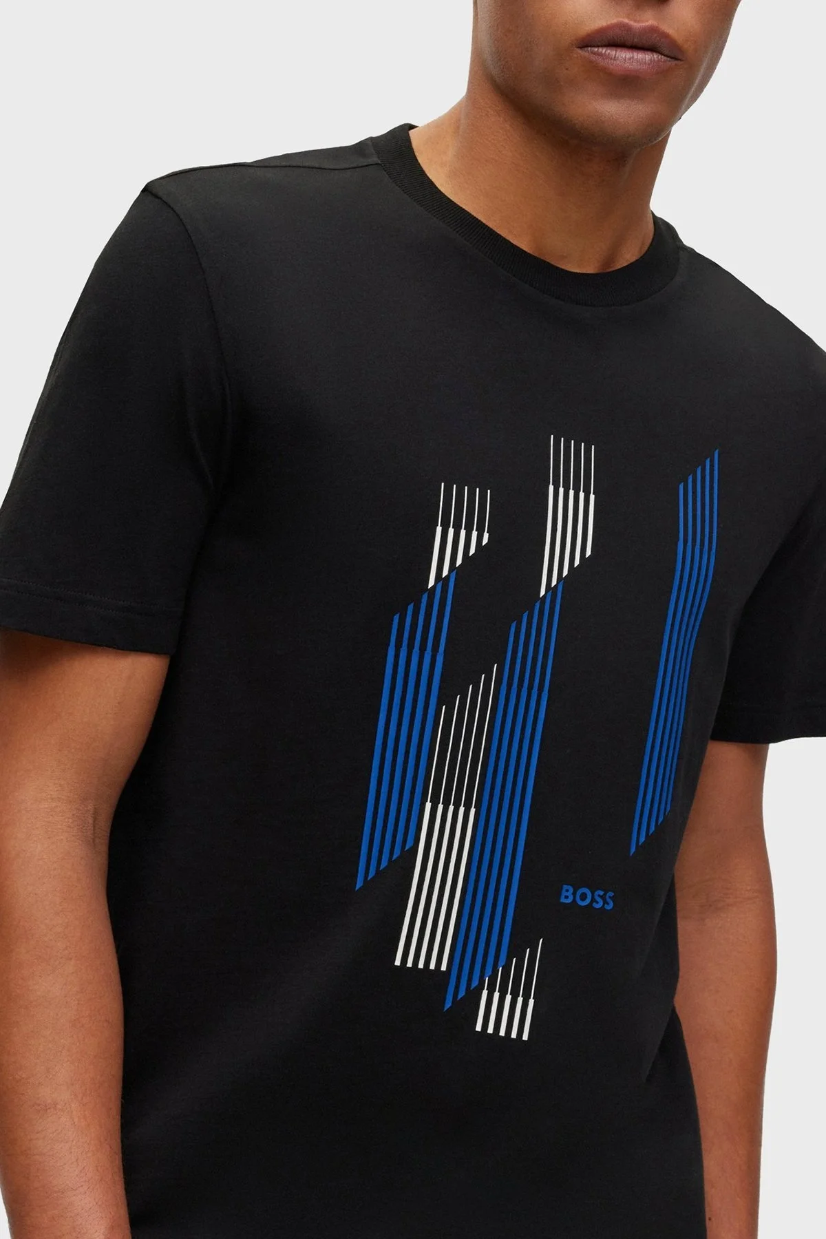 Boss Logolu Pamuklu Bisiklet Yaka Regular Fit Jarse Erkek T Shirt 50499973 001 SİYAH - 2