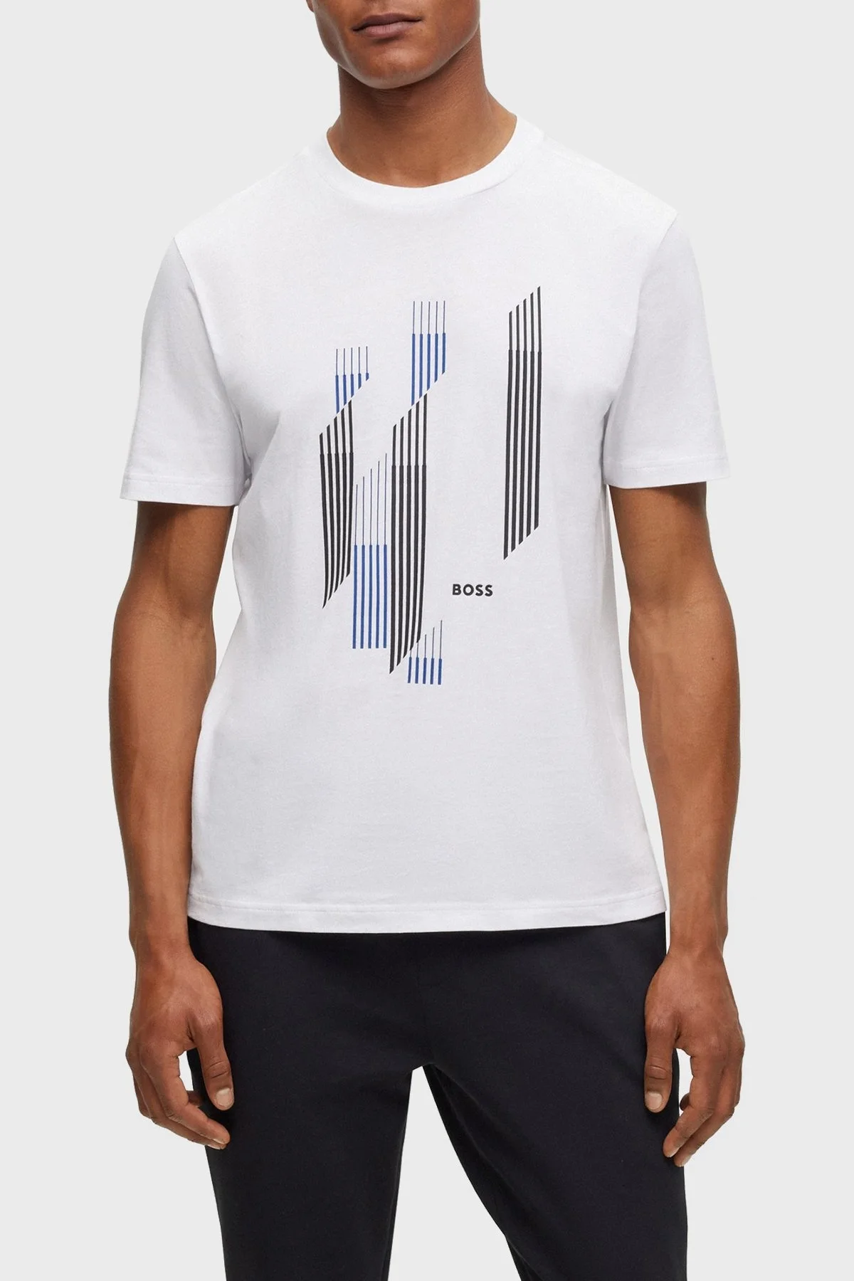 Boss Logolu Pamuklu Bisiklet Yaka Regular Fit Jarse Erkek T Shirt 50499973 100 BEYAZ - 1