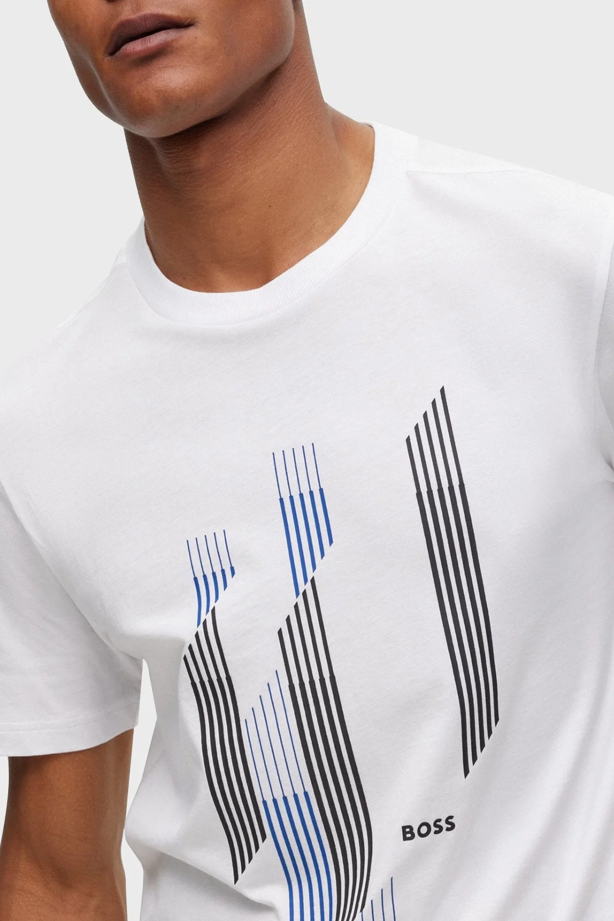 Boss Logolu Pamuklu Bisiklet Yaka Regular Fit Jarse Erkek T Shirt 50499973 100 BEYAZ - 2