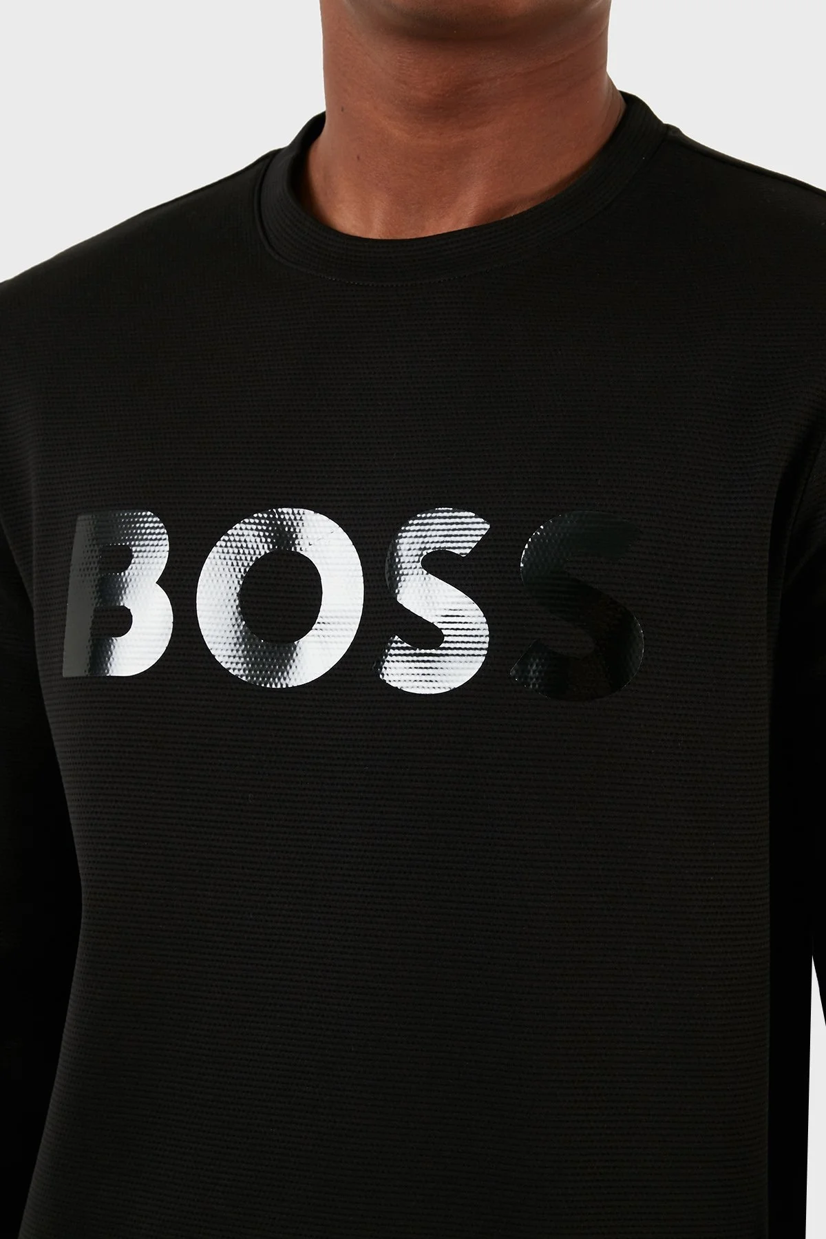 Boss Logolu Pamuklu Bisiklet Yaka Relaxed Fit Erkek Sweat 50501198 001 SİYAH - 4