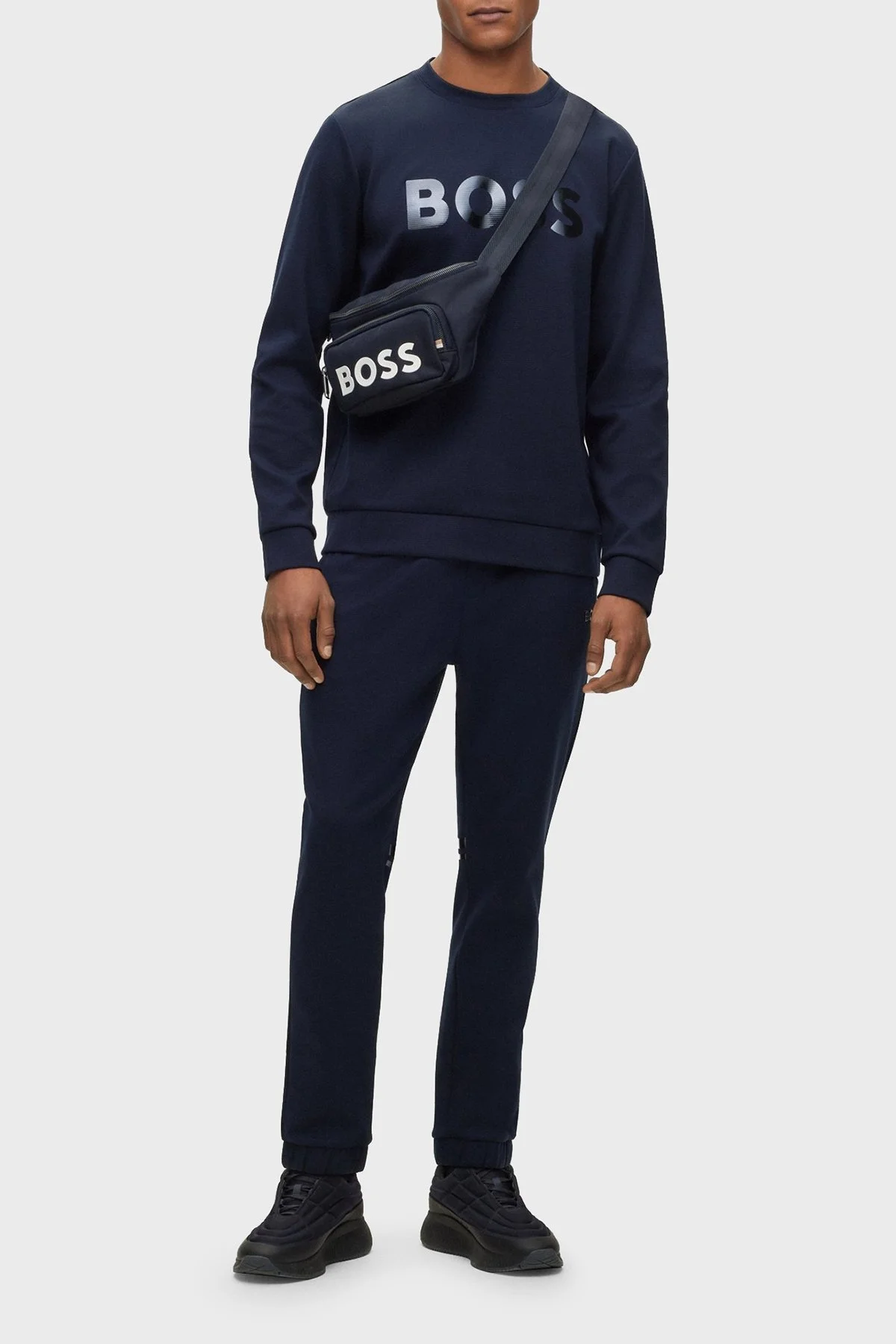 Boss Logolu Pamuklu Bisiklet Yaka Relaxed Fit Erkek Sweat 50501198 402 LACİVERT - 7