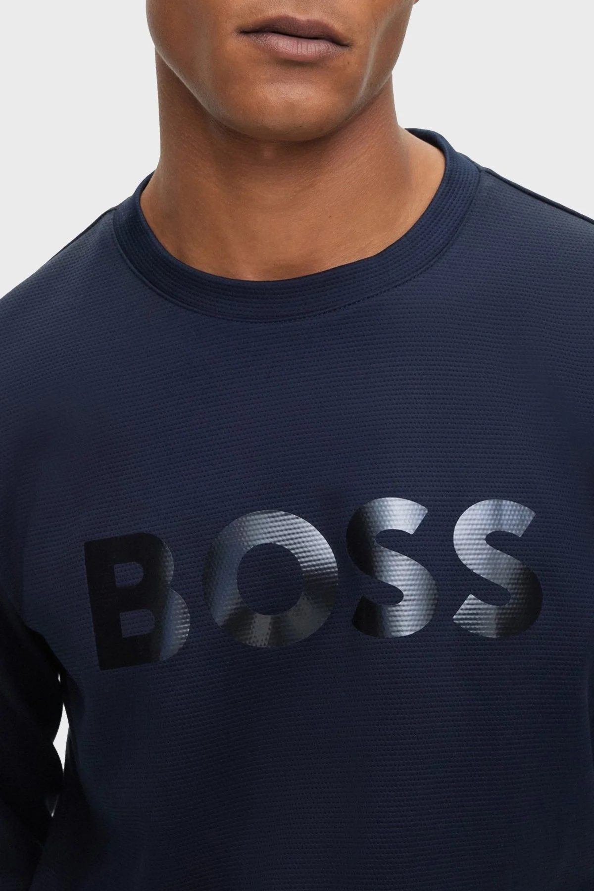 Boss Logolu Pamuklu Bisiklet Yaka Relaxed Fit Erkek Sweat 50501198 402 LACİVERT - 8