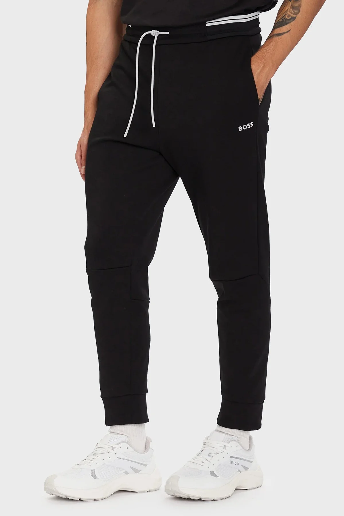 Boss Logolu Pamuklu Çizgi Detaylı Regular Fit Erkek Eşofman Takımı 50555433 001 SİYAH - 4