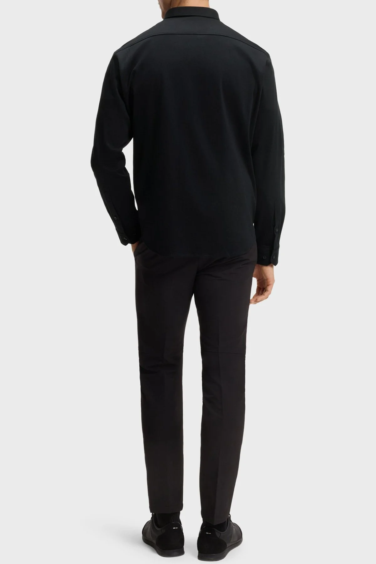 Boss Logolu Pamuklu Jarse Regular Fit Düğmeli Yaka Erkek Gömlek 50555946 002 SİYAH - 3