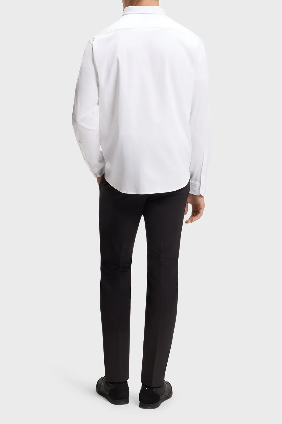 Boss Logolu Pamuklu Jarse Regular Fit Düğmeli Yaka Erkek Gömlek 50555946 100 BEYAZ - 3