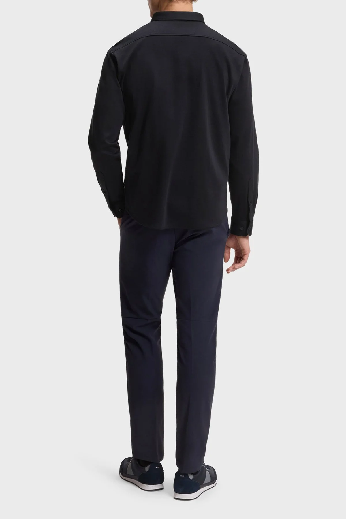 Boss Logolu Pamuklu Jarse Regular Fit Düğmeli Yaka Erkek Gömlek 50555946 402 LACİVERT - 3