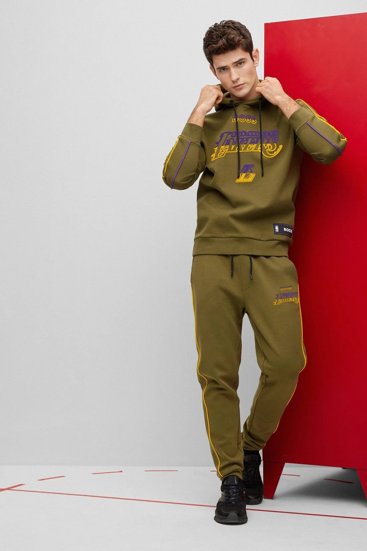 Boss Logolu Pamuklu Kapüşonlu Regular Fit Erkek Sweat 50477404 345 HAKİ - 1