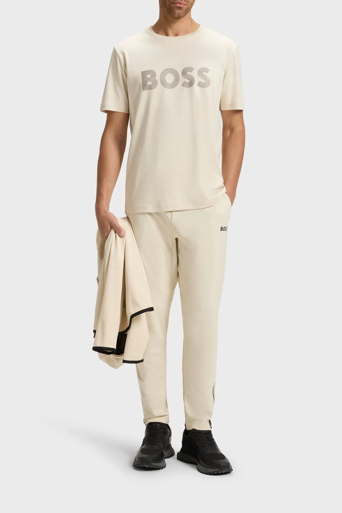Boss Logolu Pamuklu Regular Fit Bisiklet Yaka Erkek T Shirt 50543796 131 BEJ - 2