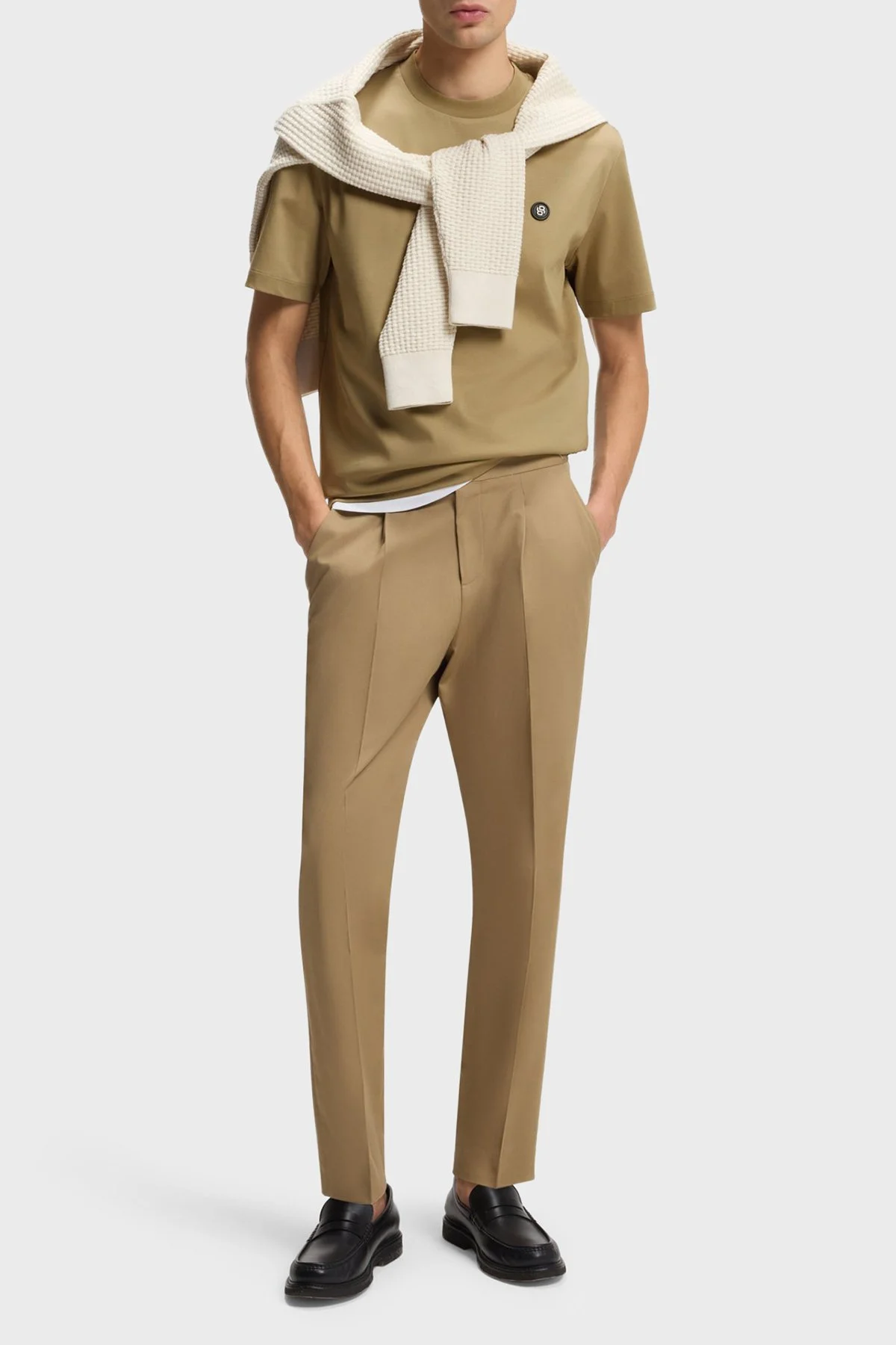 Boss Logolu Pamuklu Regular Fit Bisiklet Yaka Erkek T Shirt 50555844 252 HAKİ - 2