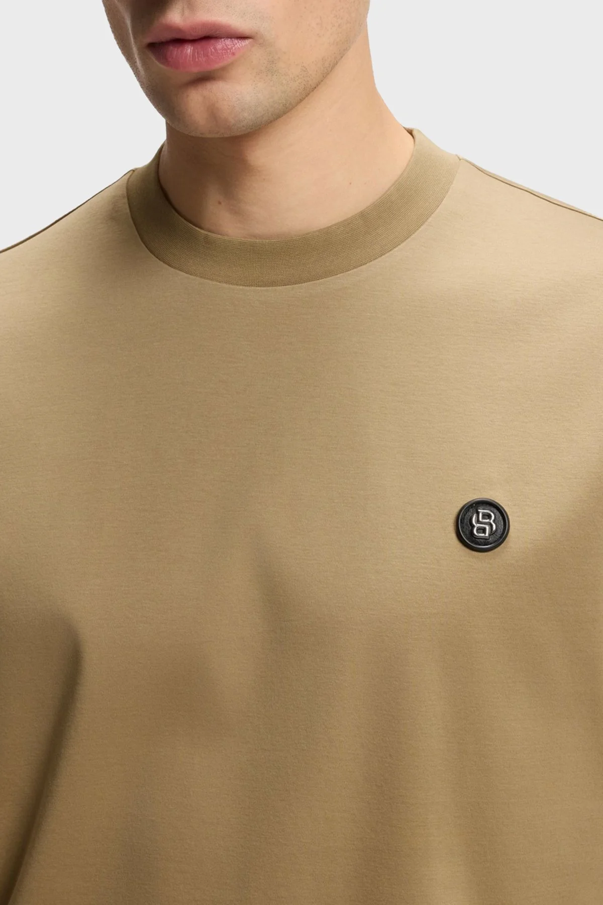 Boss Logolu Pamuklu Regular Fit Bisiklet Yaka Erkek T Shirt 50555844 252 HAKİ - 4