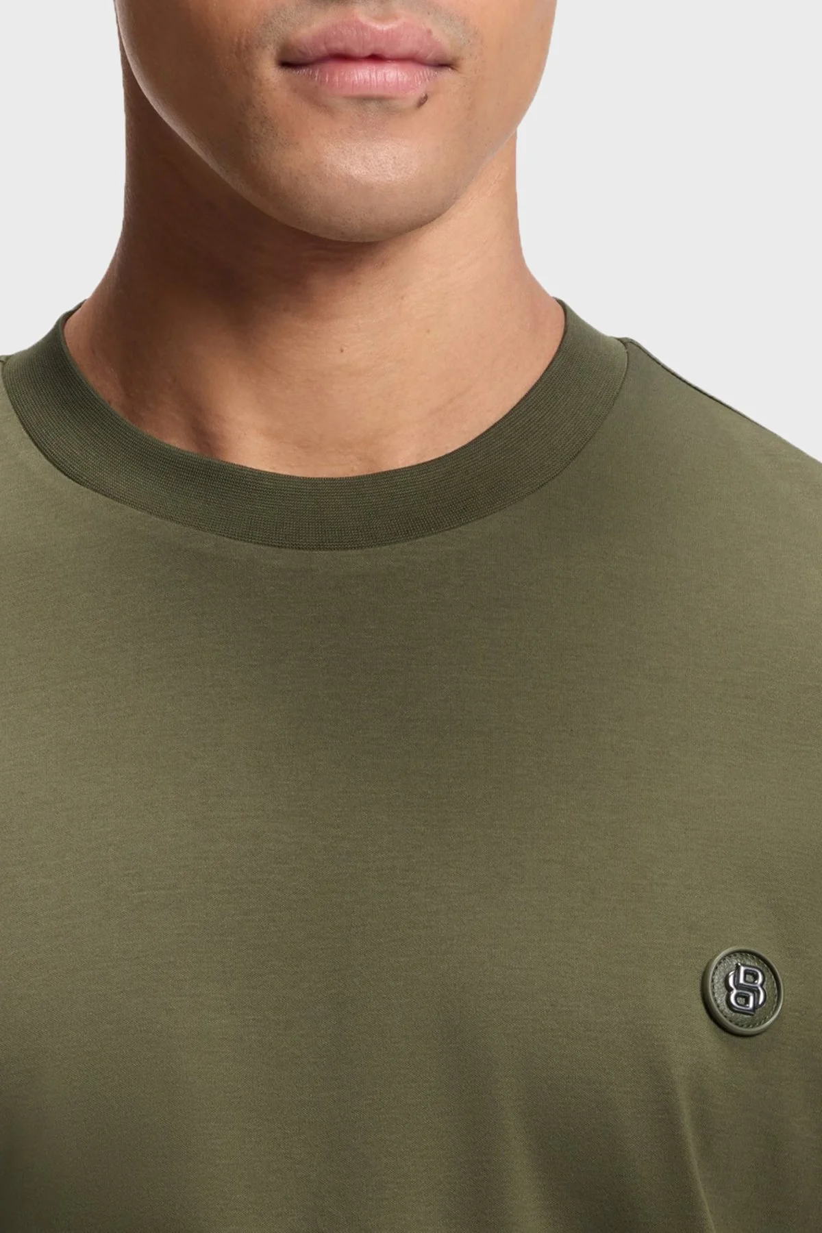 Boss Logolu Pamuklu Regular Fit Bisiklet Yaka Erkek T Shirt 50555844 347 Haki - 4