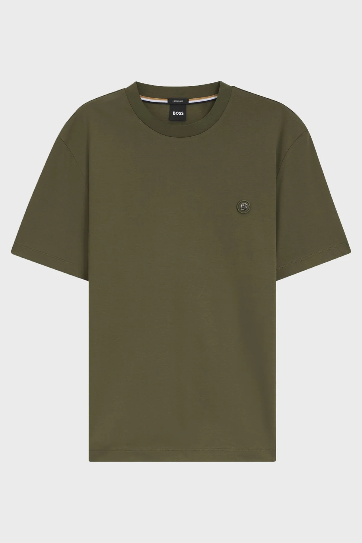 Boss Logolu Pamuklu Regular Fit Bisiklet Yaka Erkek T Shirt 50555844 347 Haki - 5