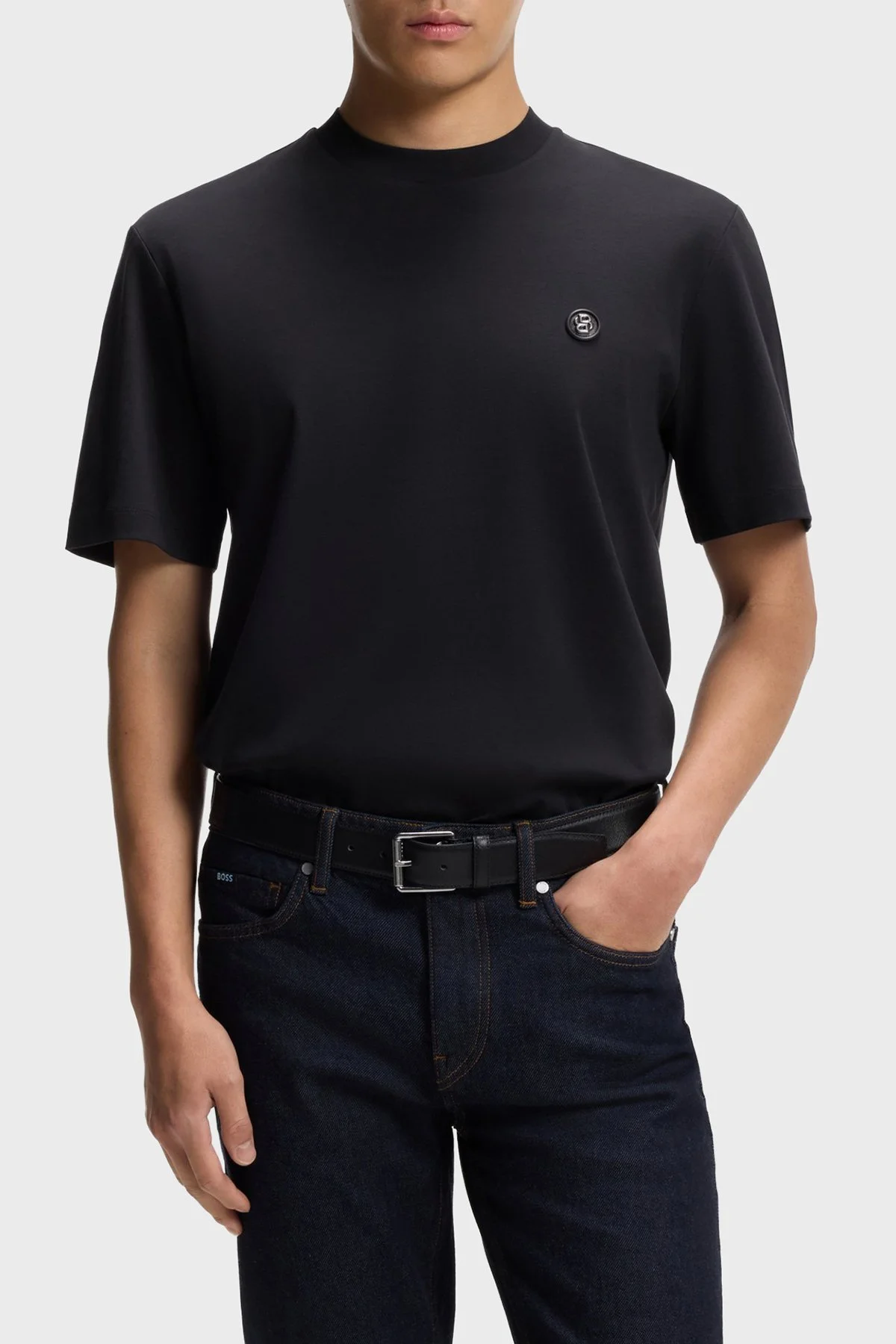 Boss Logolu Pamuklu Regular Fit Bisiklet Yaka Erkek T Shirt 50555844 404 LACİVERT - 1