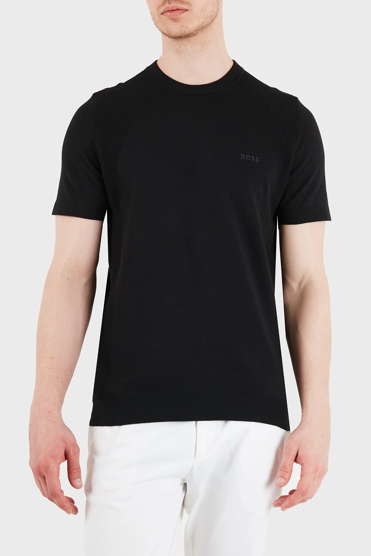 Boss Logolu Pamuklu Regular Fit Bisiklet Yaka Erkek T Shirt 50558347 001 SİYAH - 1